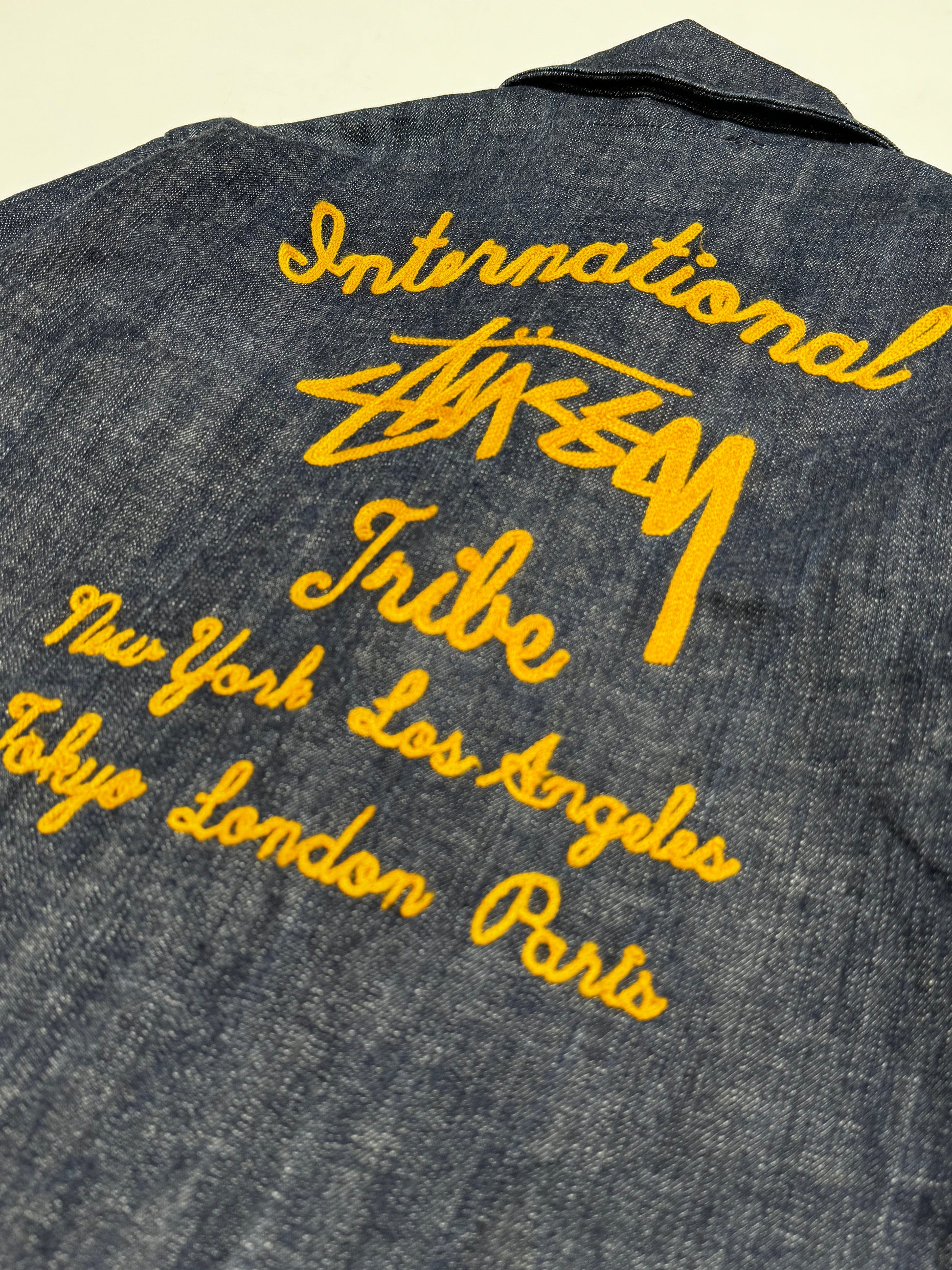 Stussy JP Denim Indigo Yellow Embroidery Jacket
