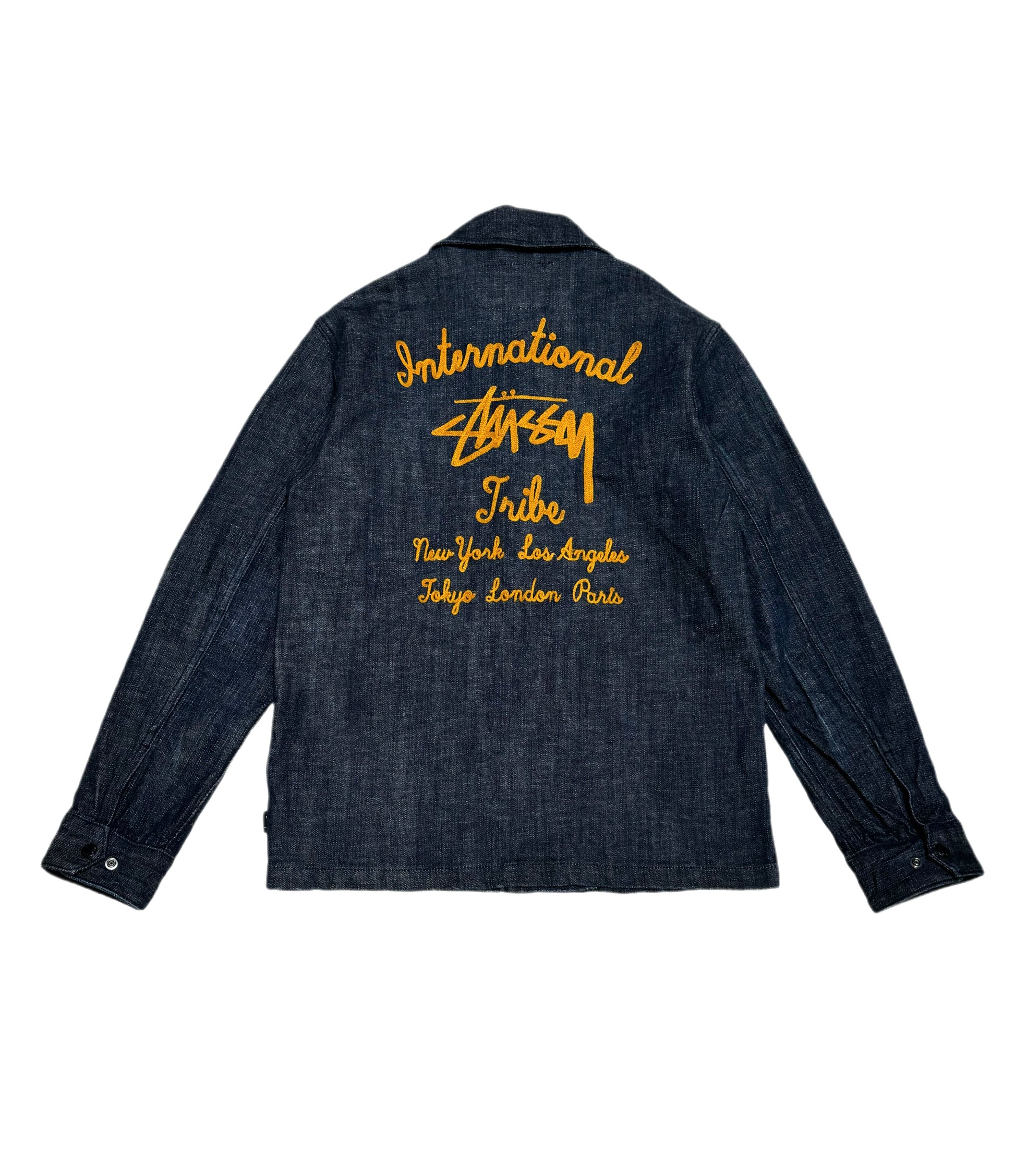 Stussy JP Denim Indigo Yellow Embroidery Jacket