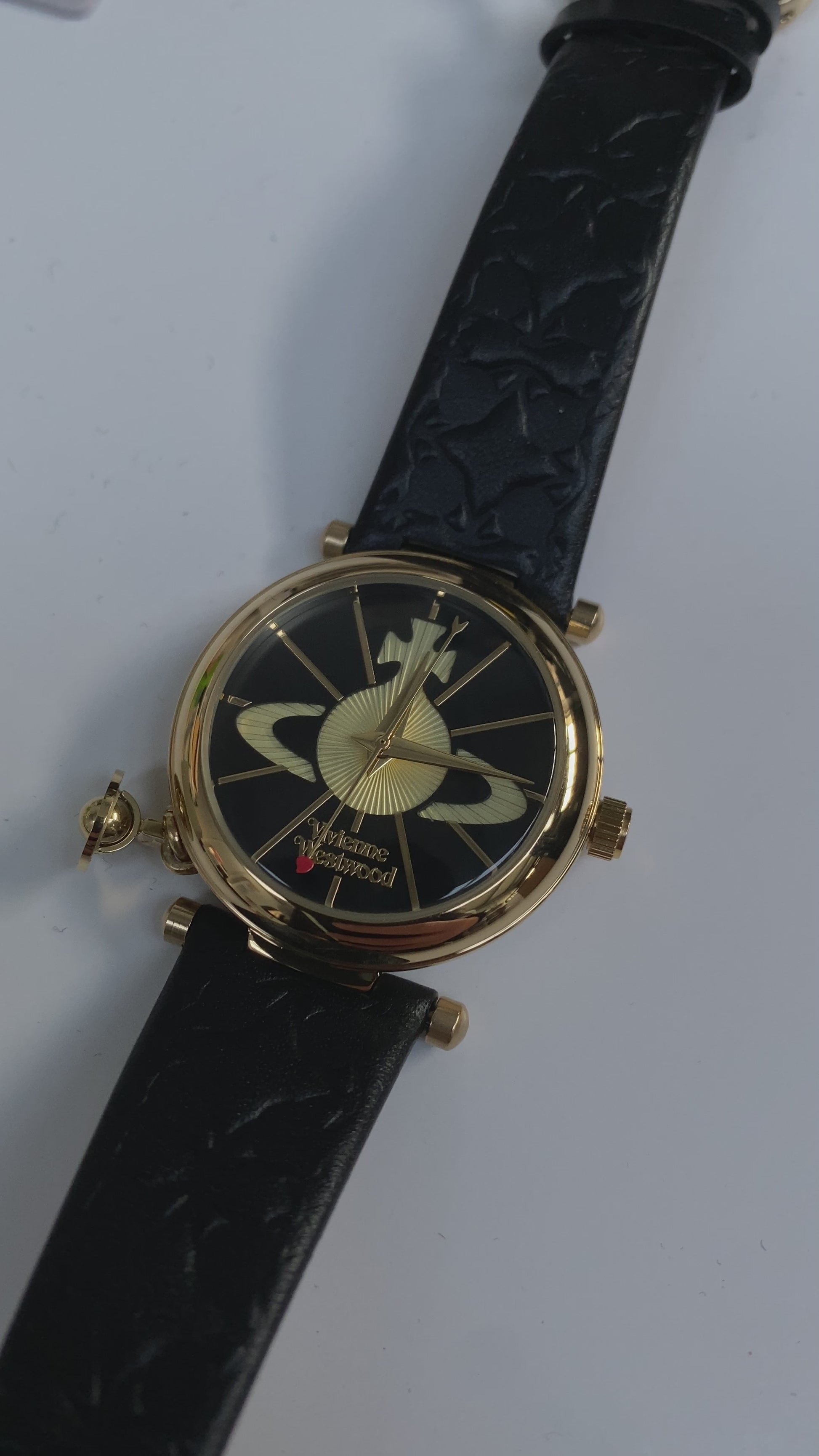 Vivienne Westwood Black Leather Star Embossed Watch