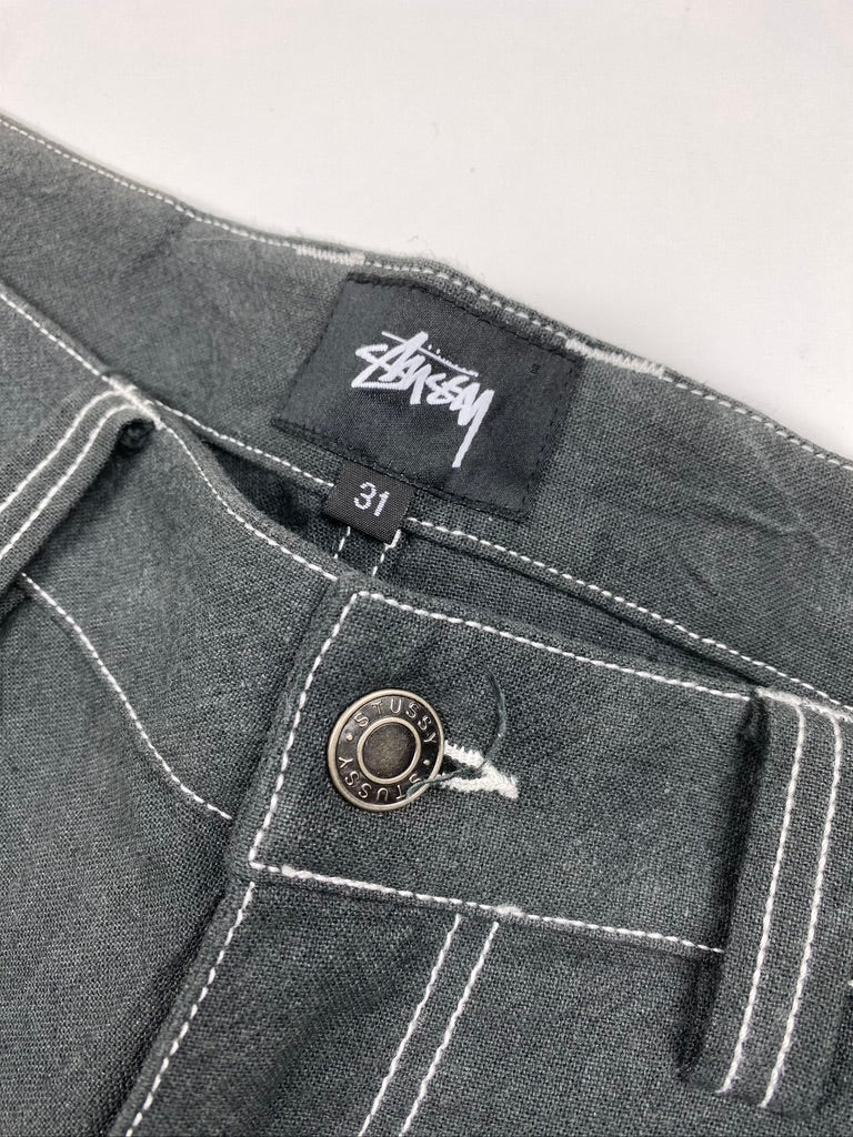 Stussy Linen Charcoal Double Knee Work Pant