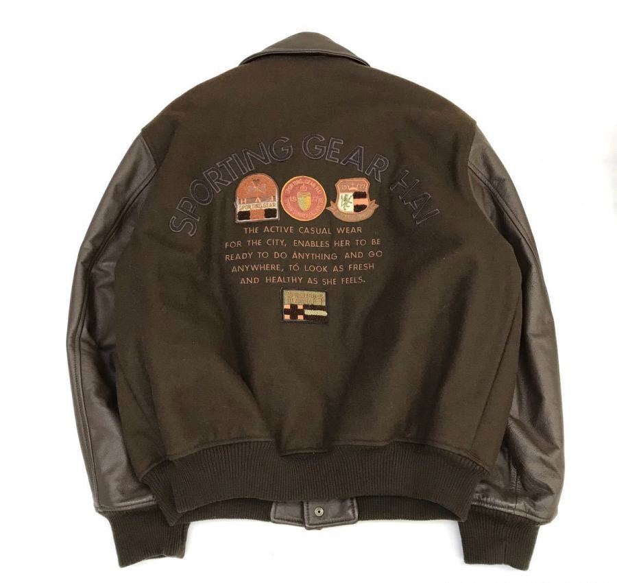 Issey Miyake Hai Sporting Gear Leather varsity jacket