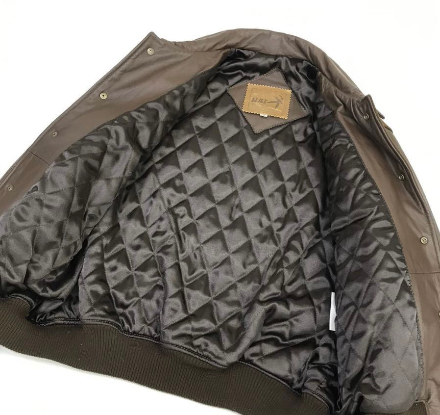 Issey Miyake Hai Sporting Gear Leather varsity jacket