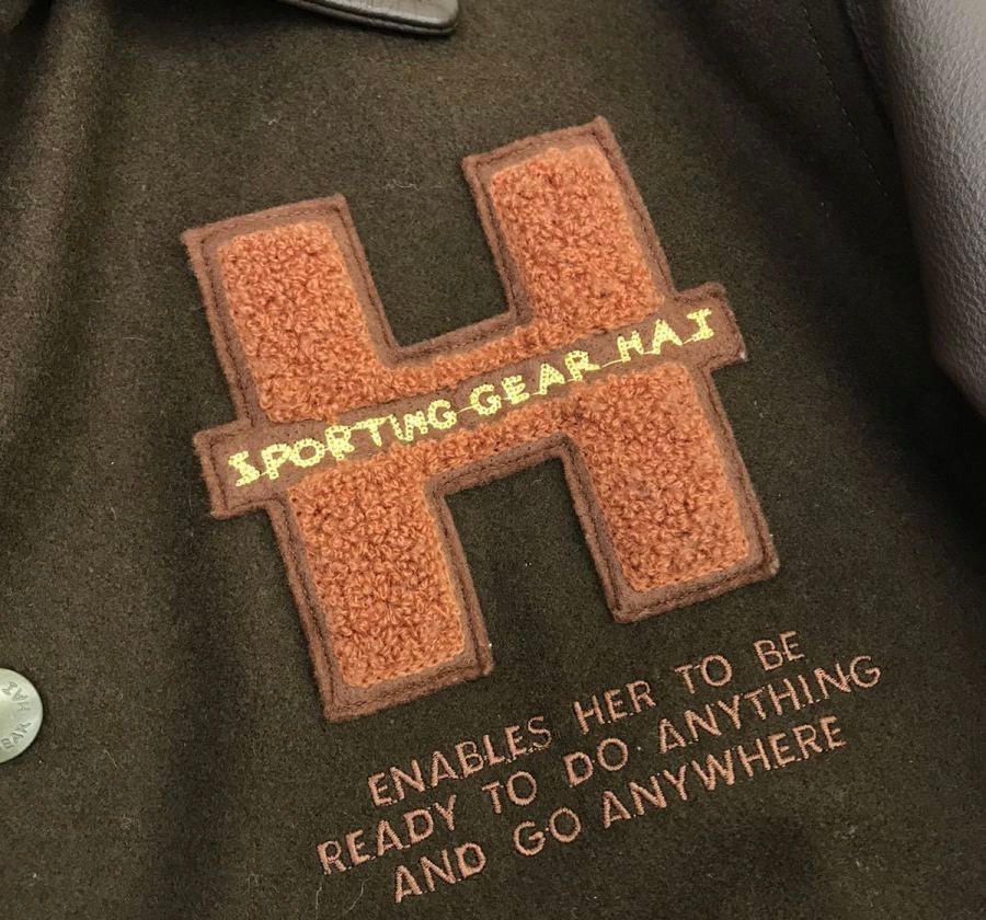 Issey Miyake Hai Sporting Gear Leather varsity jacket