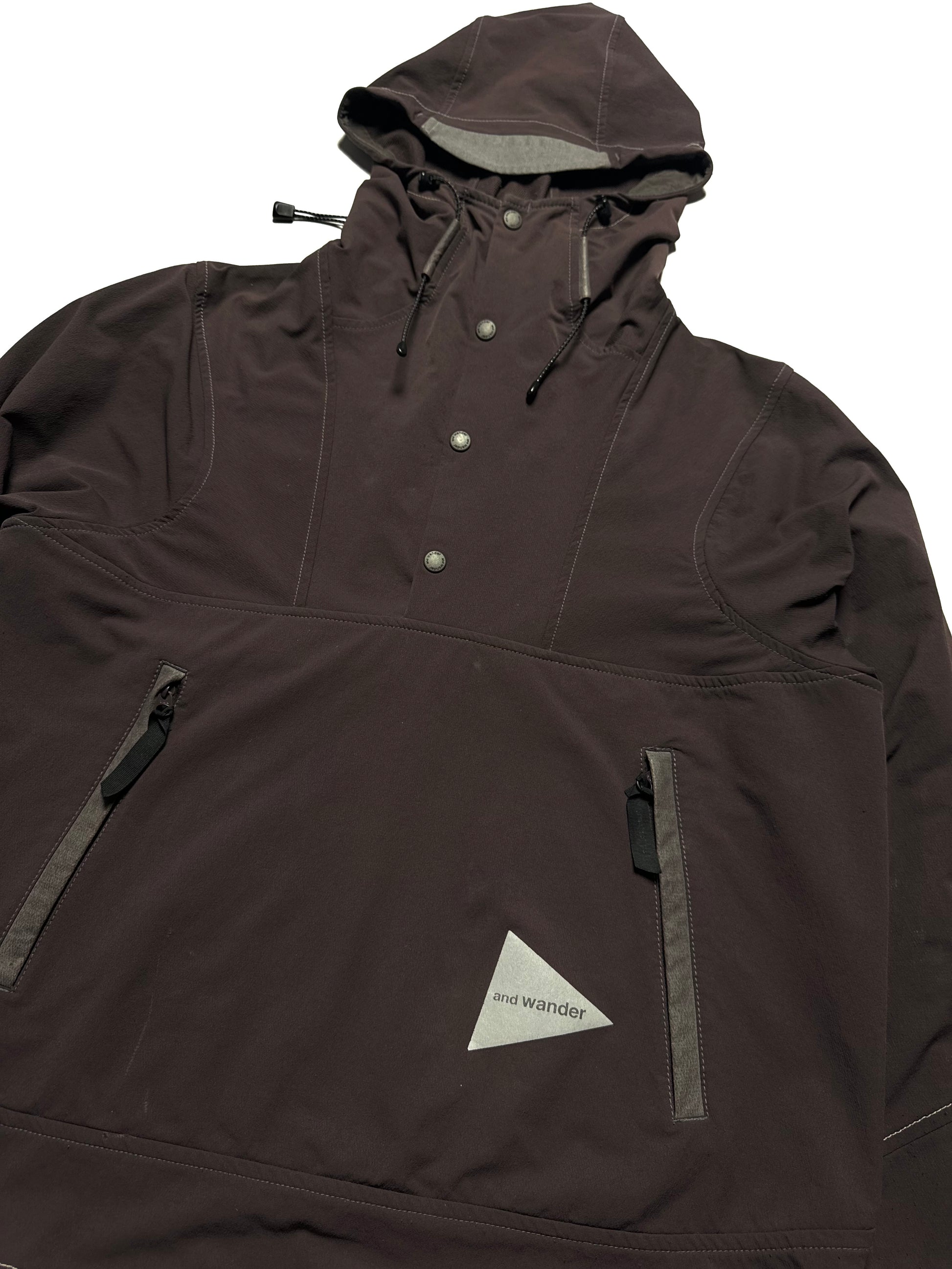 And Wander Logo-Print Nylon Hooded Anorak Parka Maroon
