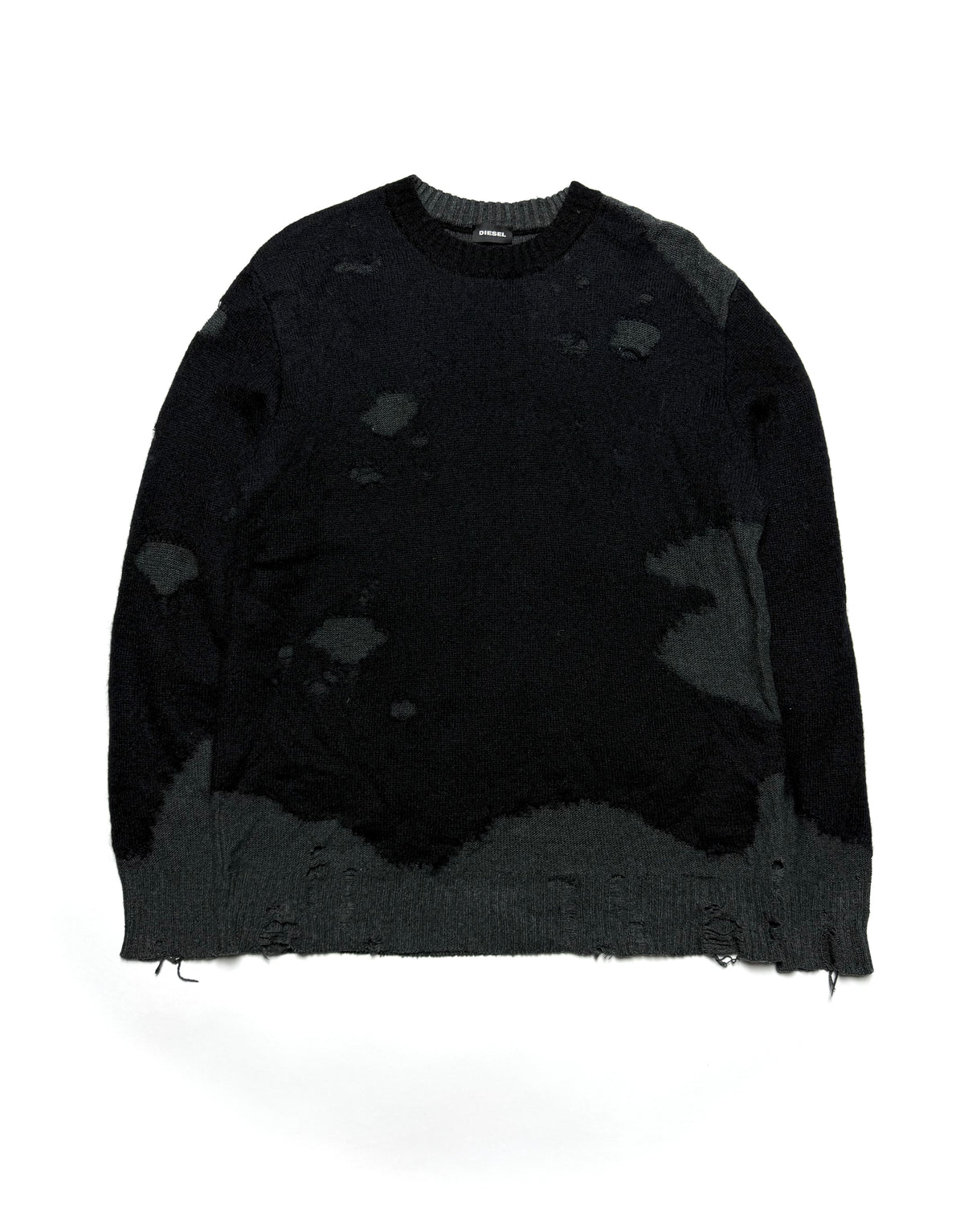 AW2018 Diesel Grey & Black Distressed Sweater