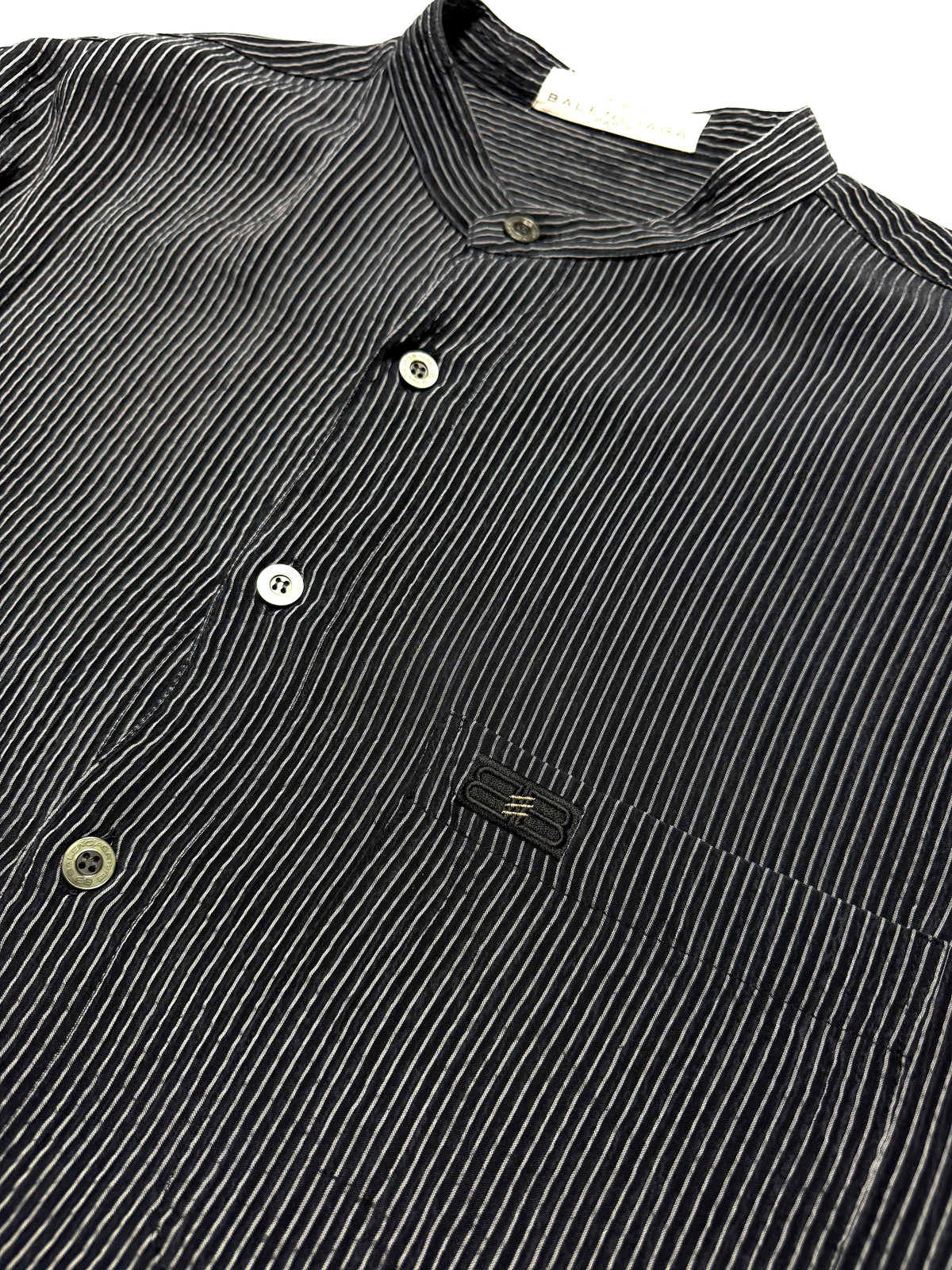Balenciaga Stripe Collarless Shirt 90s