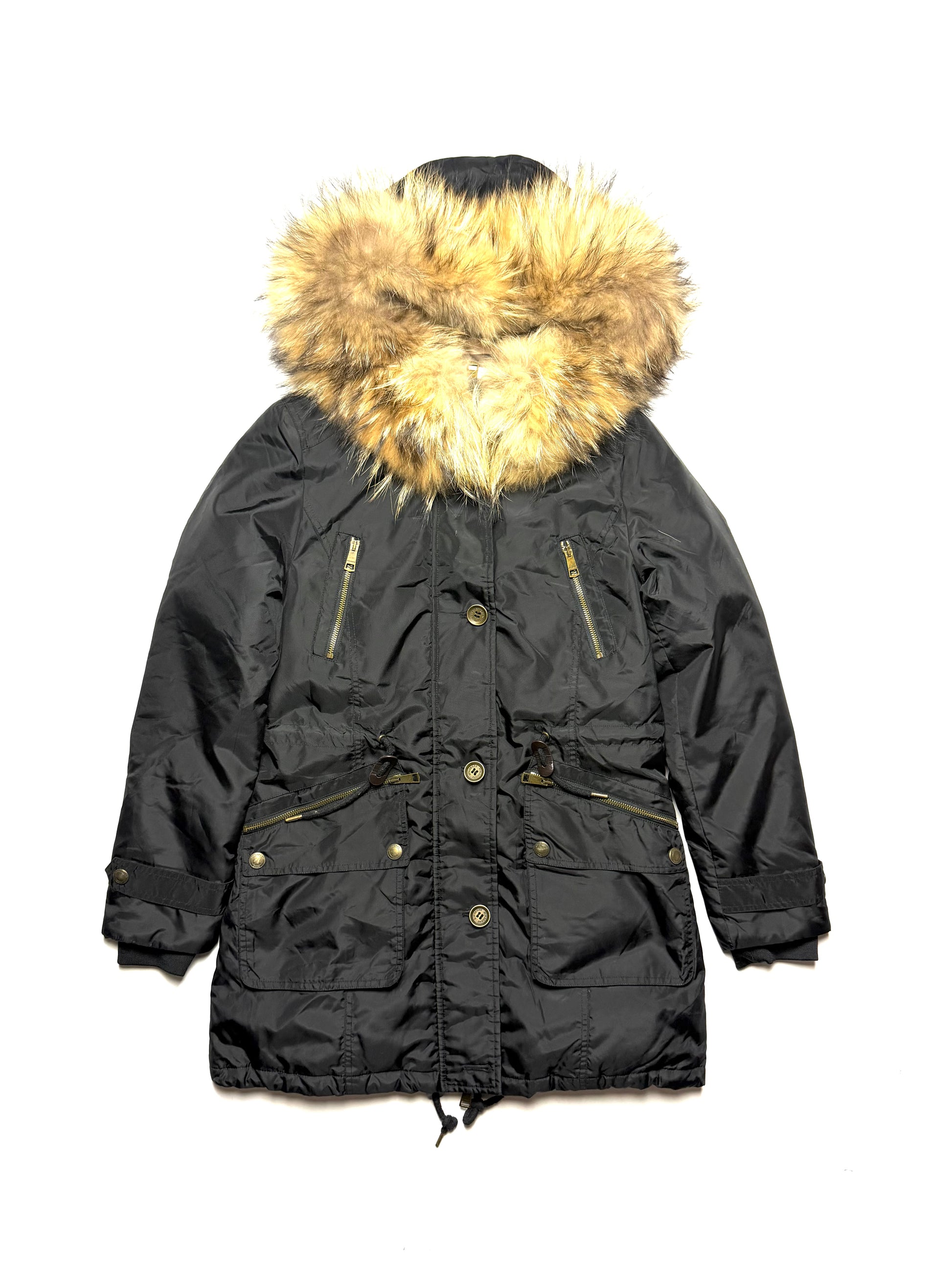 BURBERRY Fur Puffer Coat Black
