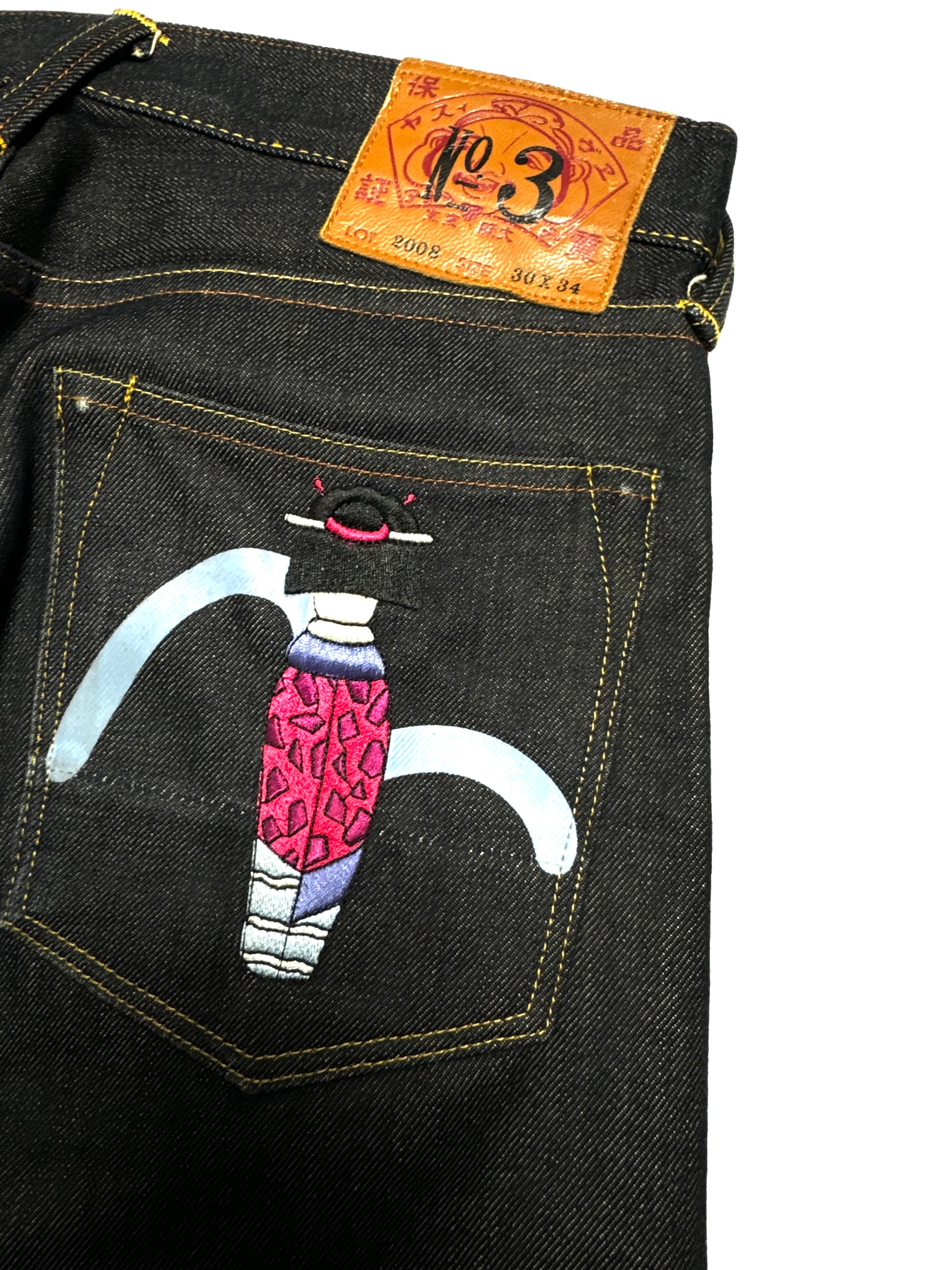 Evisu No.3 “艺妓” Pocket Straight Raw Denim Jean