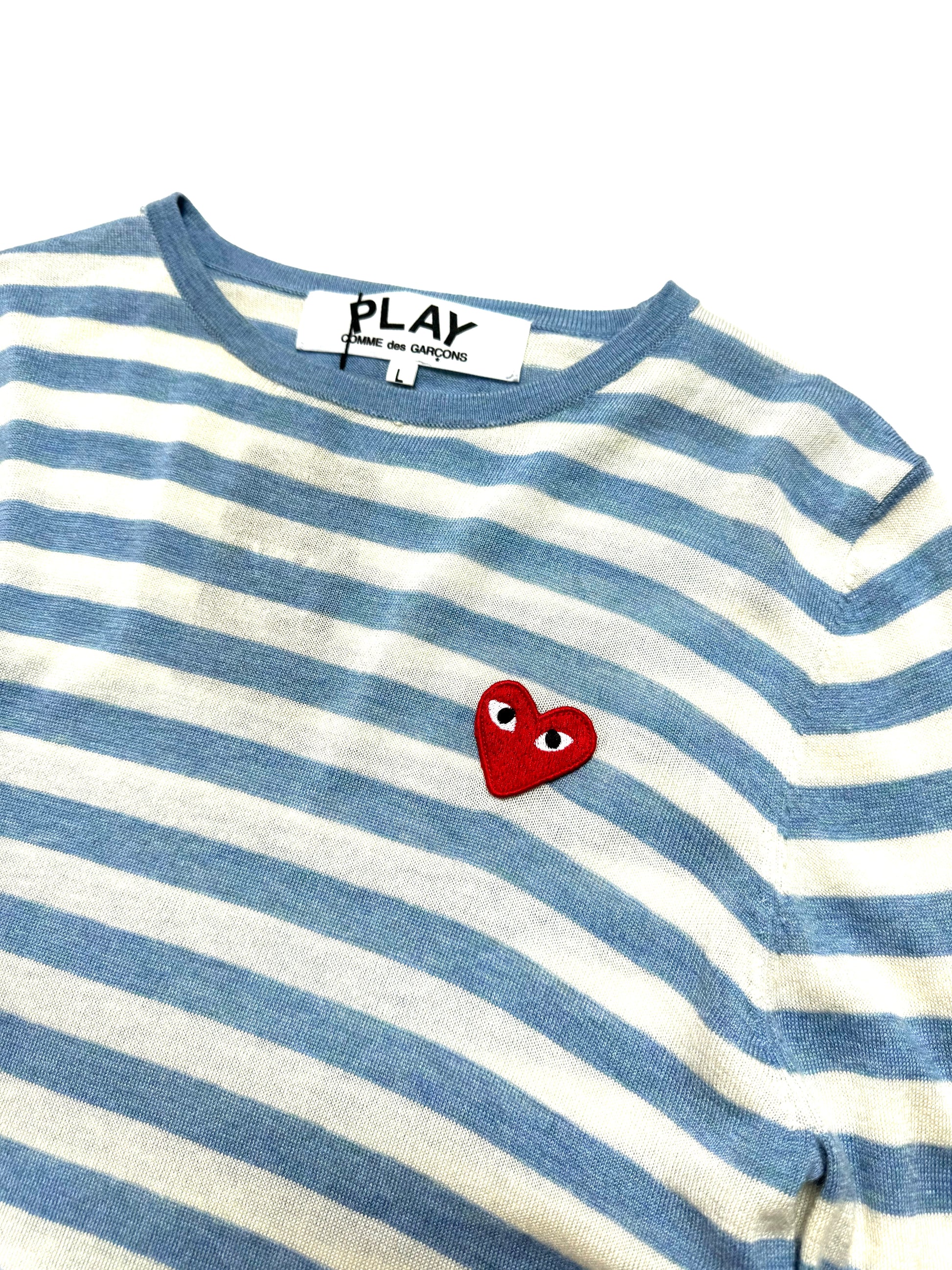 Comme des Garçons Play Sky Blue Stripe Long Sleeve Knit