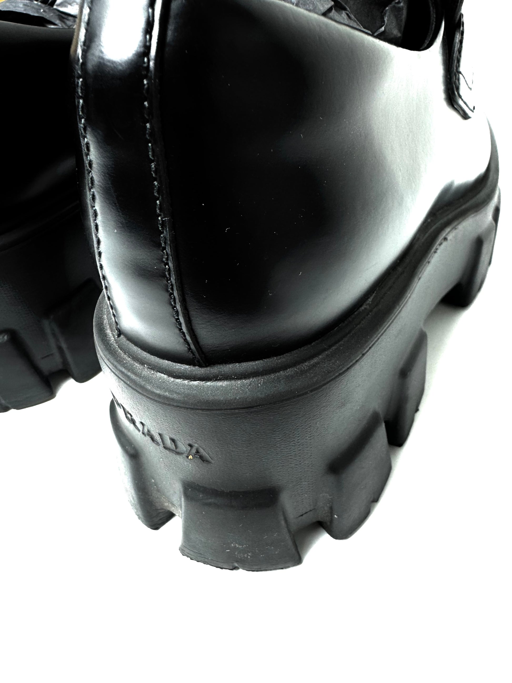 Prada Monolith Brushed Leather Loafer