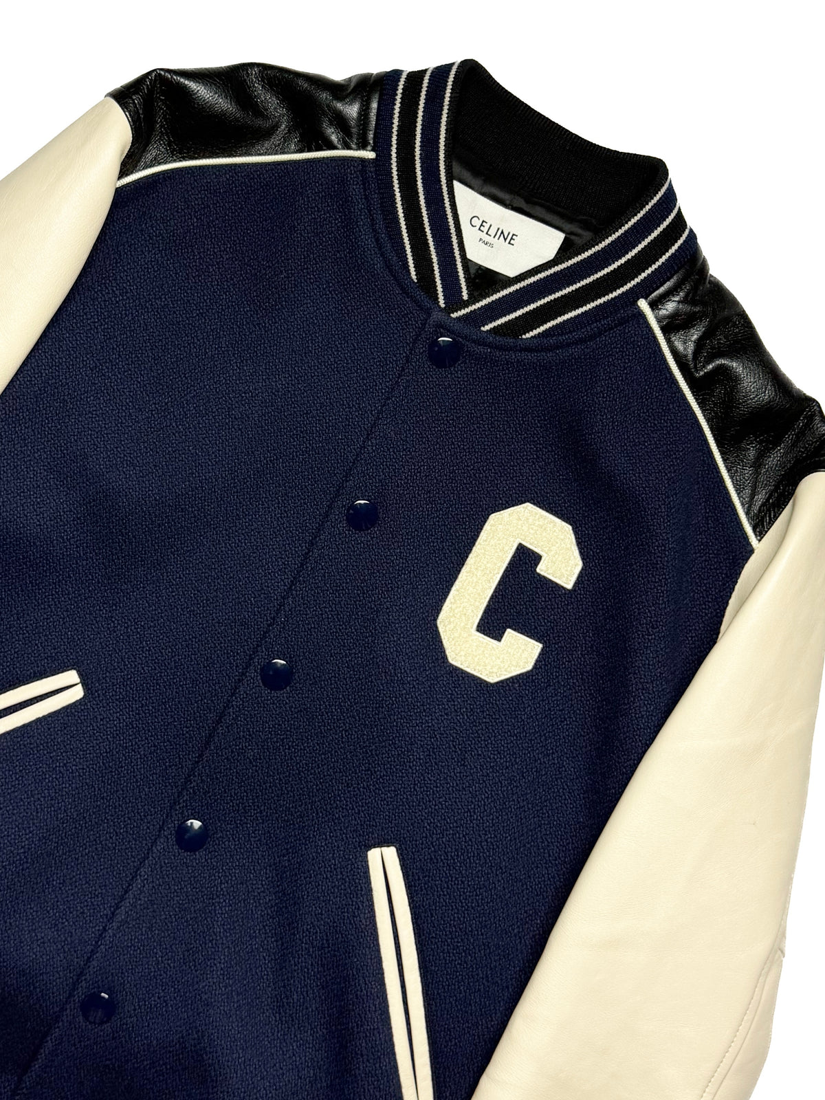 CELINE Wool Varsity Teddy Jacket
