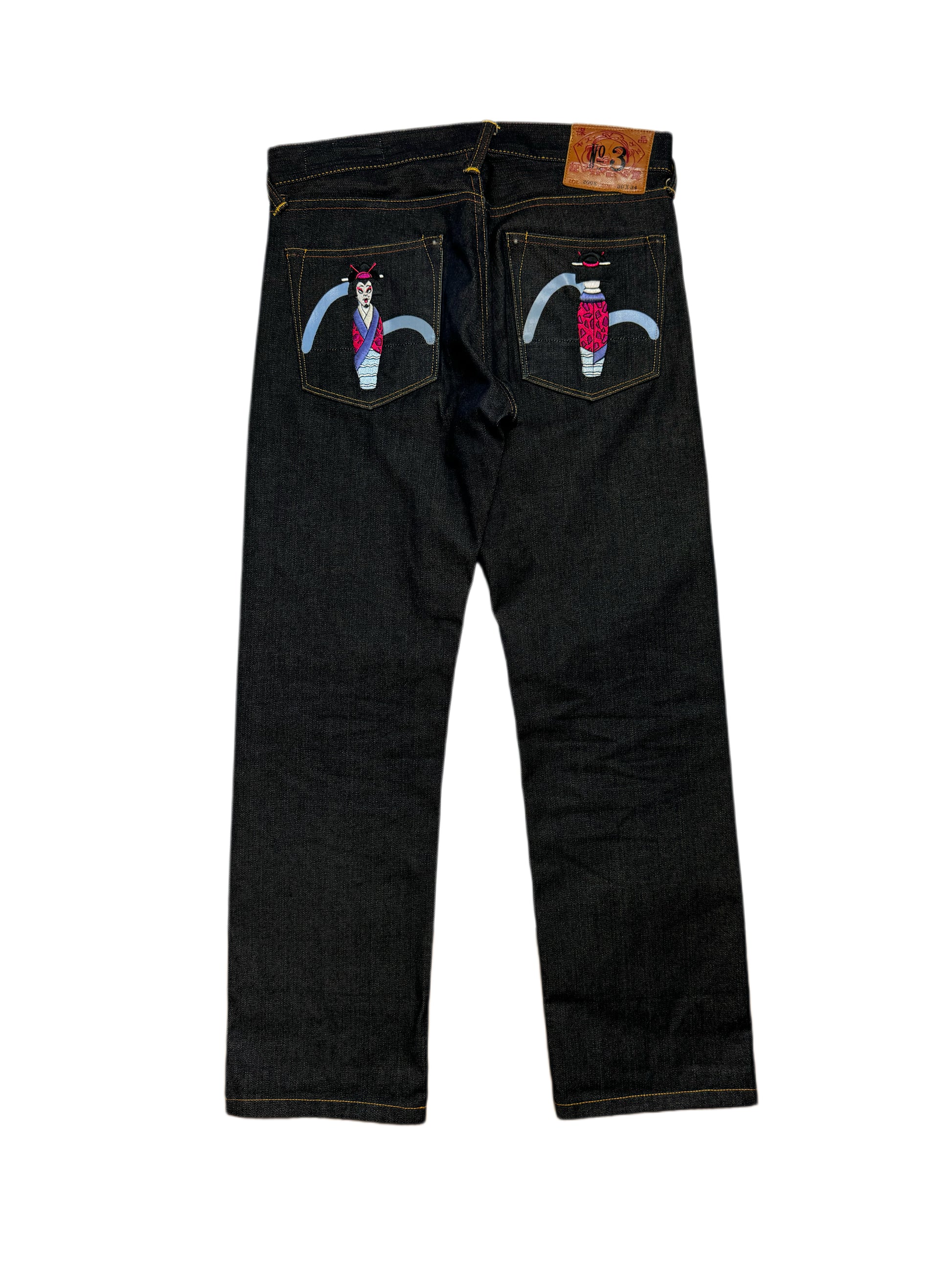 Evisu No.3 “艺妓” Pocket Straight Raw Denim Jean