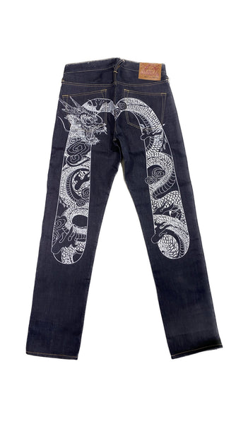 Evisu White Dragon Embroidery Raw Denim Jean