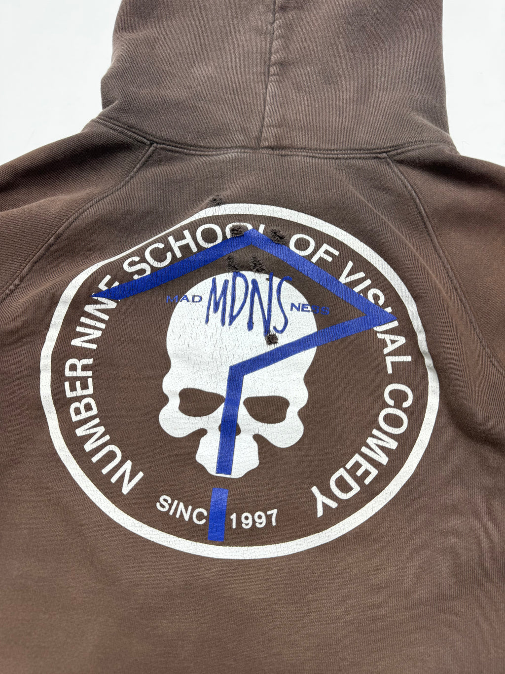 Number Nine x Madness Brown Distressed Time Migration Retro Hoodie