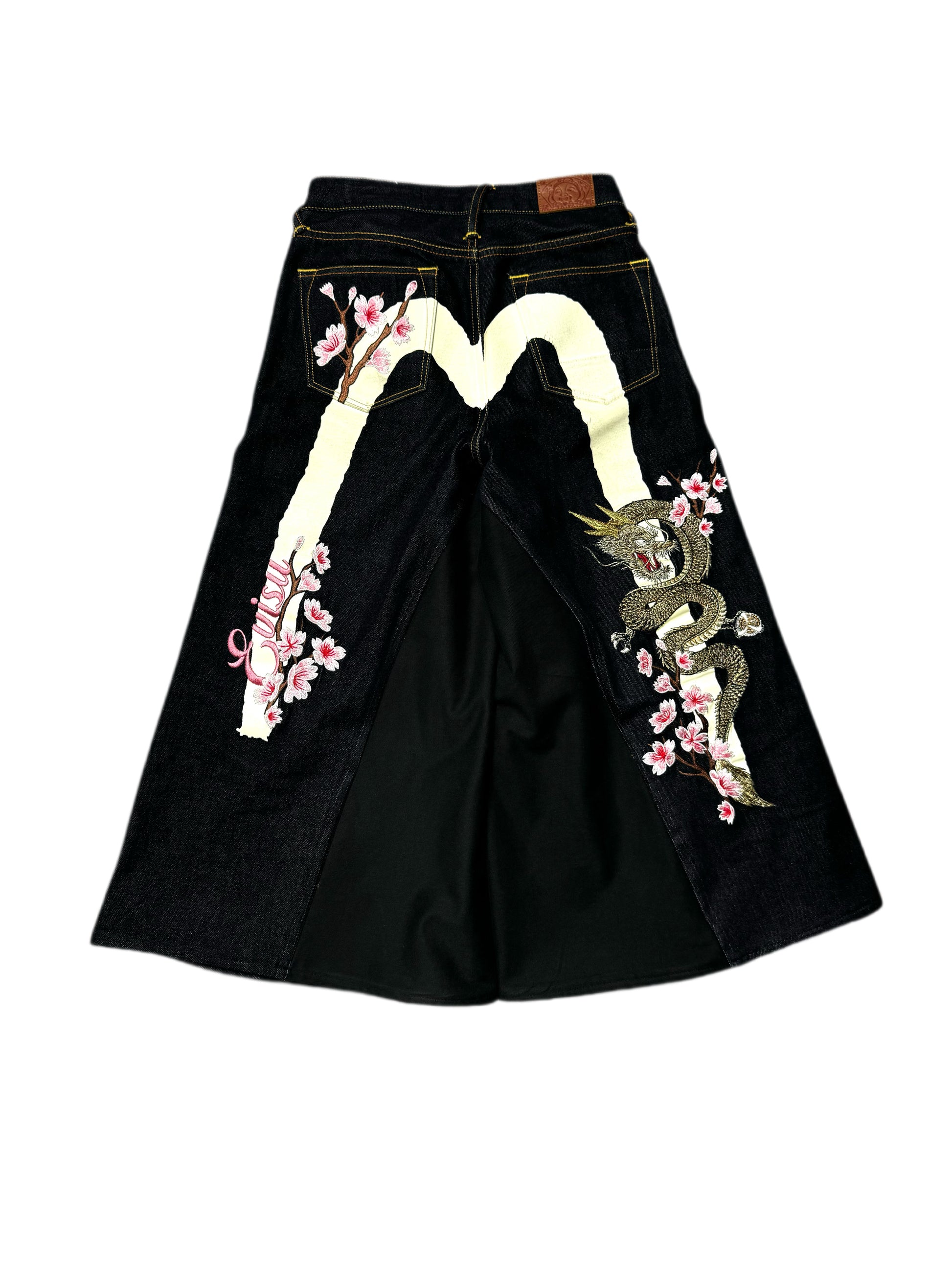 Evisu Remake Sakura Dragon White Brushed Daicock Denim Jean