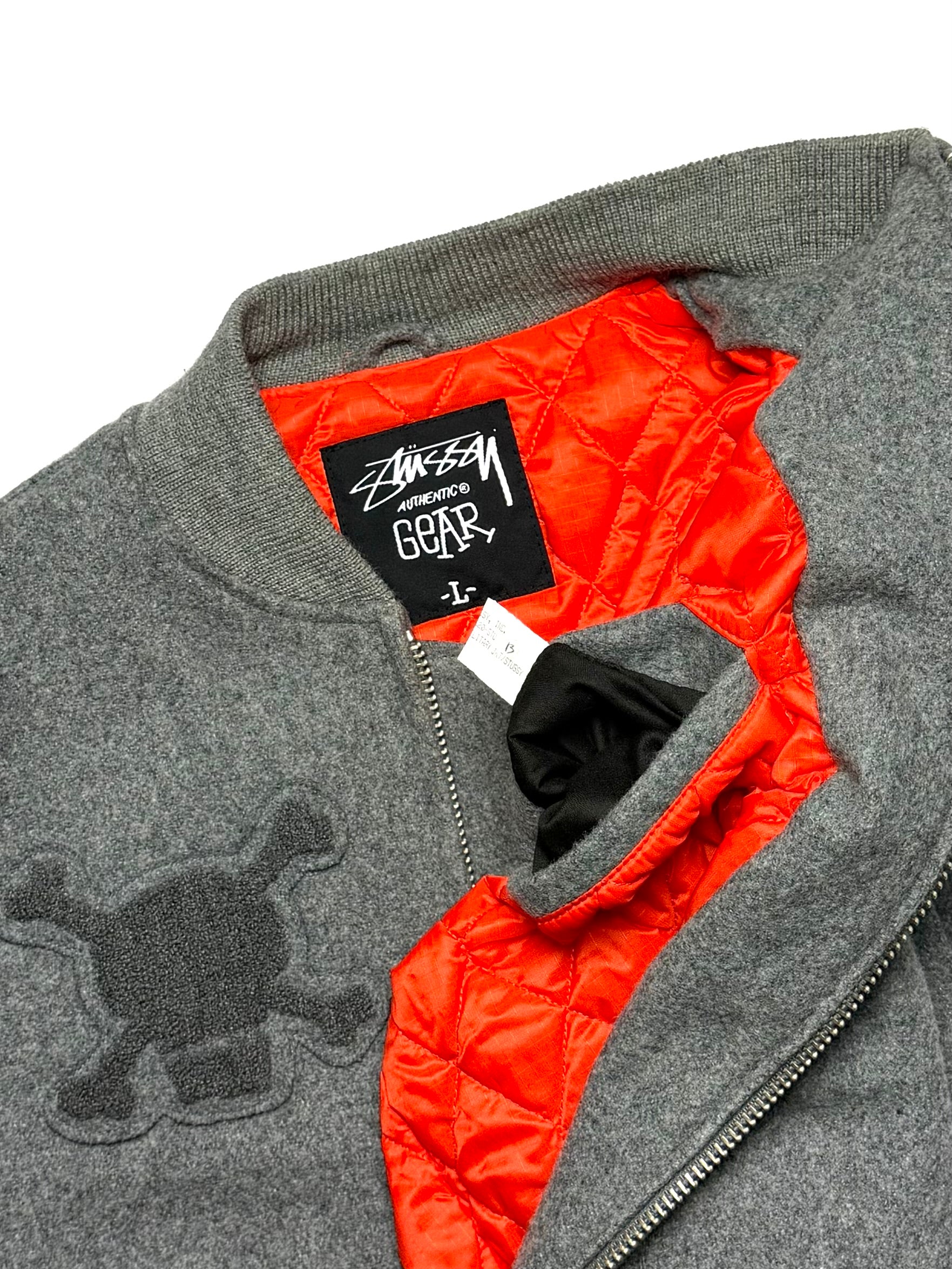 Stussy 2000s Wool Grey Varsity Skull Jacket