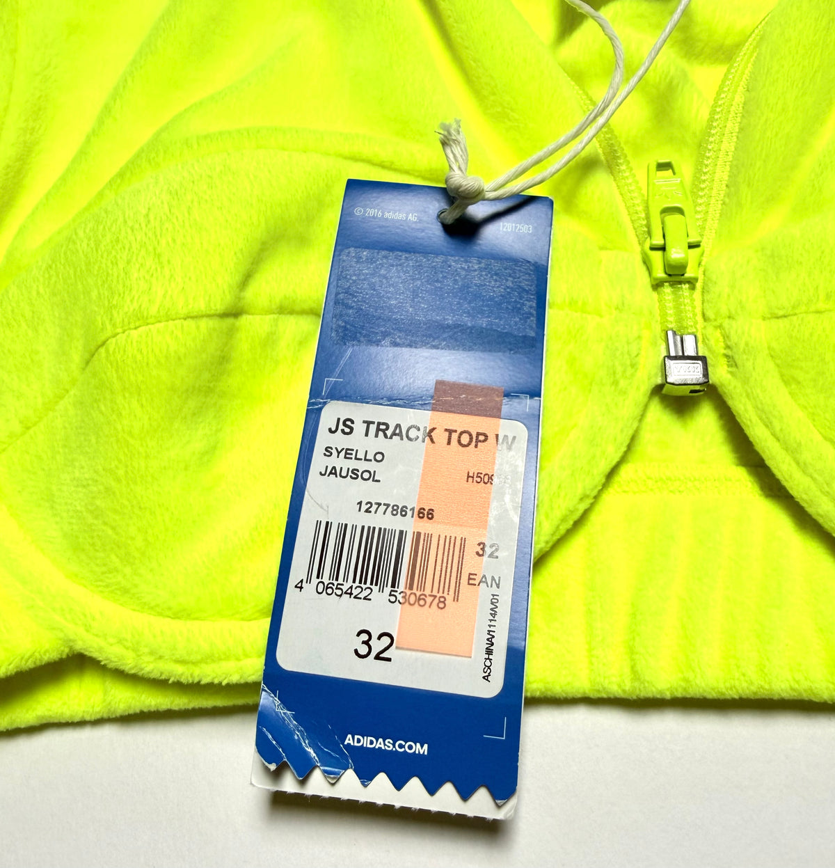 Adidas X Jeremy Scott Velour Cropped Zip Track Top Yellow