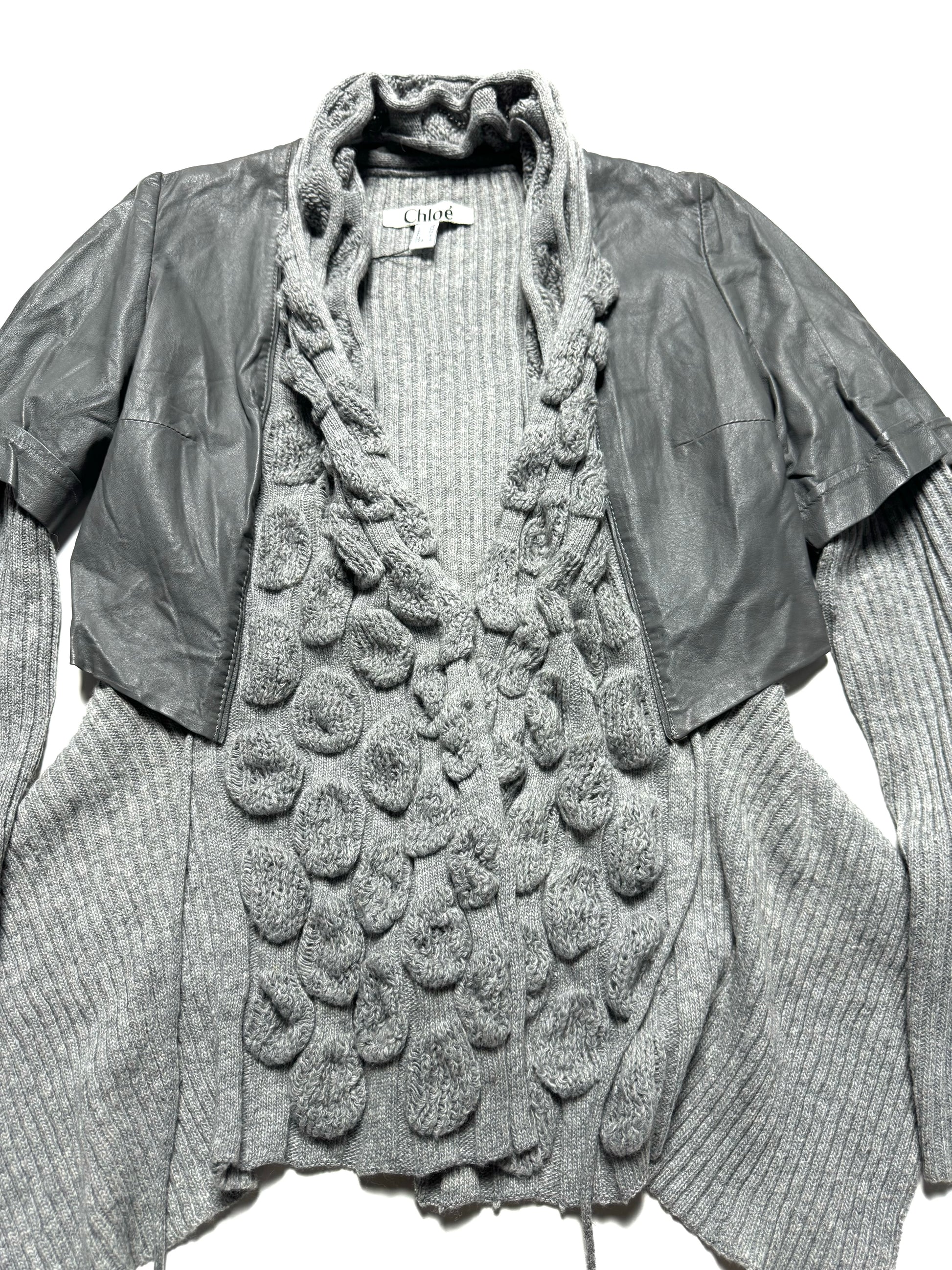 Cholé Double Layered Knit Leather Cardigan