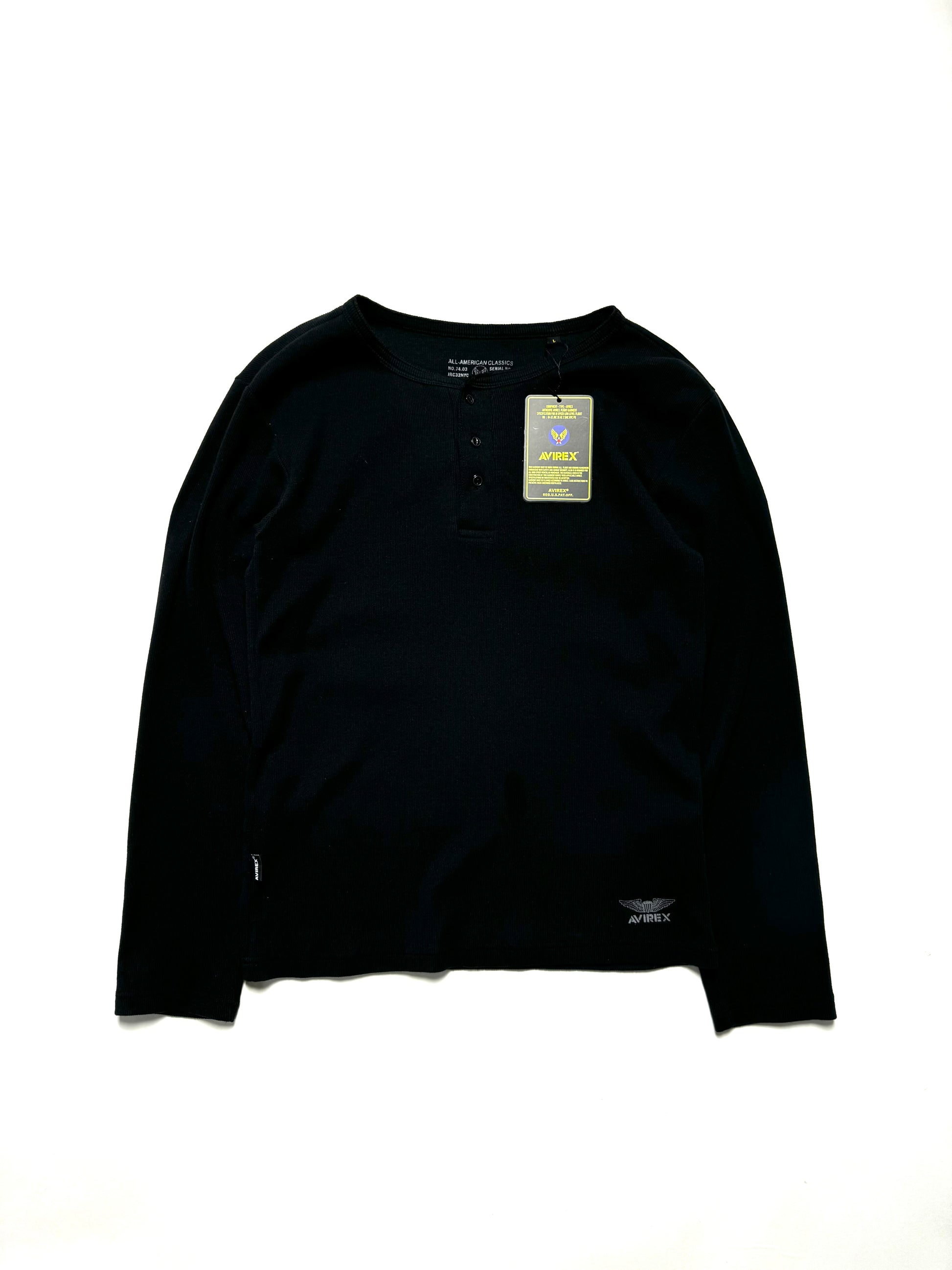 Avirex Henley Black Long Sleeve