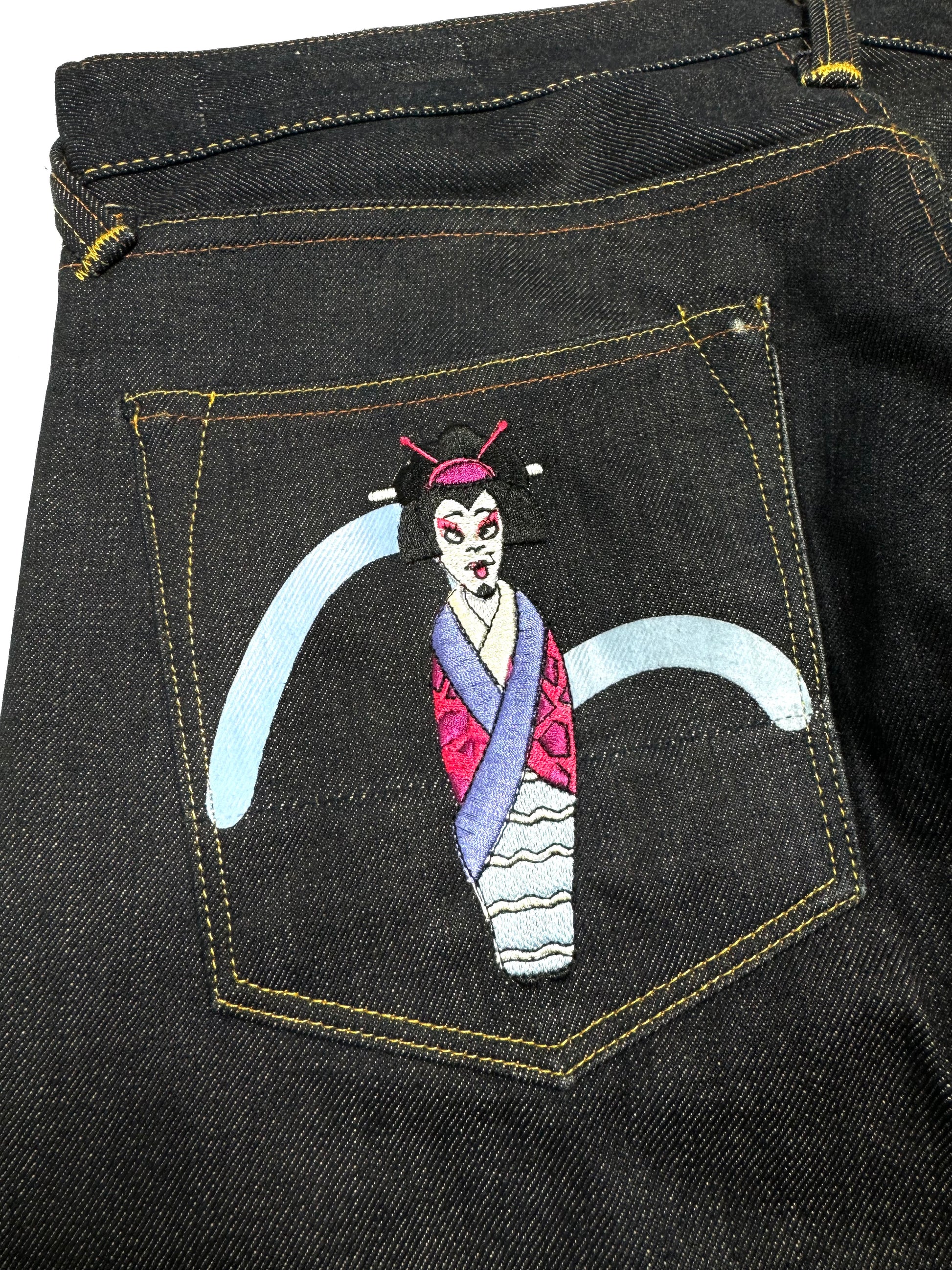 Evisu No.3 “艺妓” Pocket Straight Raw Denim Jean