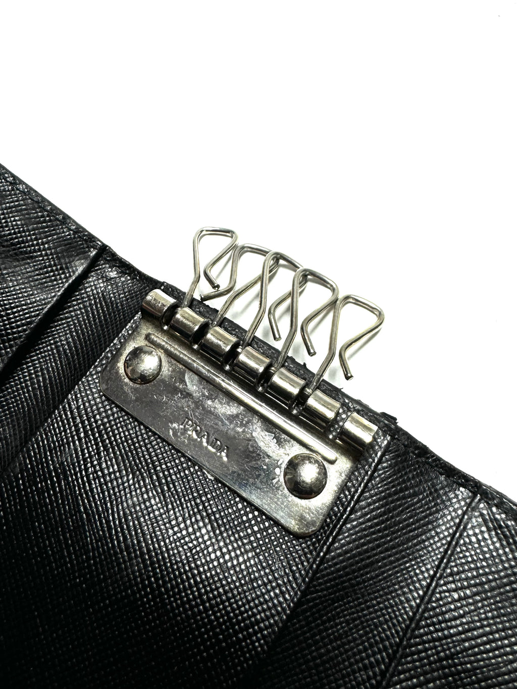 Prada Black Leather Key Purse