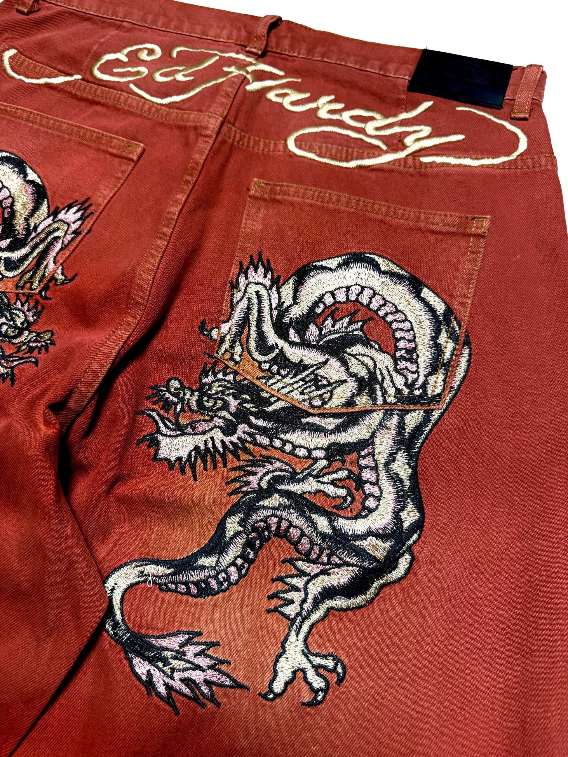Ed Hardy Orange Dragon Embroidery Pant
