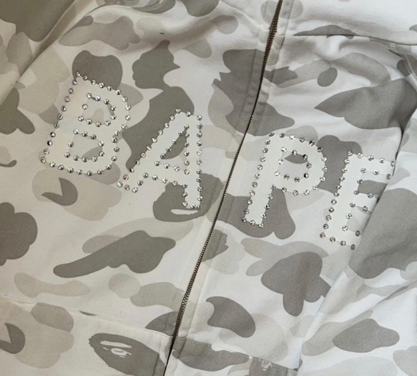 BAPE OG Grey Camo Swarovski Full Zip Hoodie