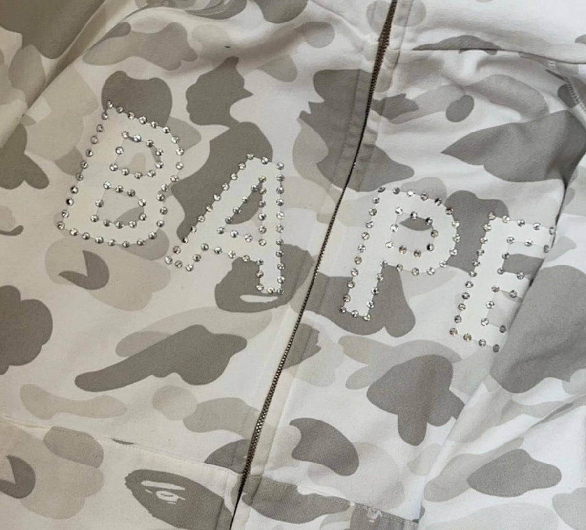 BAPE OG Grey Camo Swarovski Full Zip Hoodie