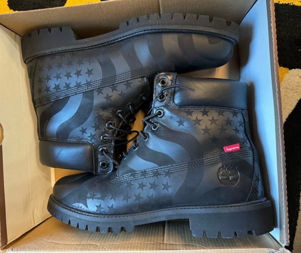 Supreme x Timberland Black Amercian Flag Boots