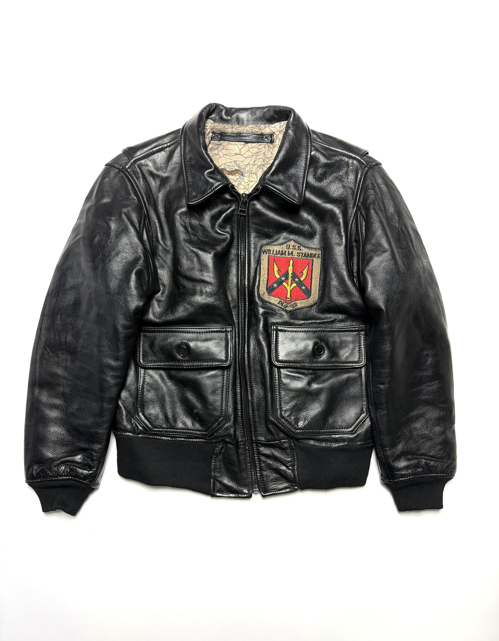 Avirex Leather Military G-1 Jacket  U.S.S. William M. Standley