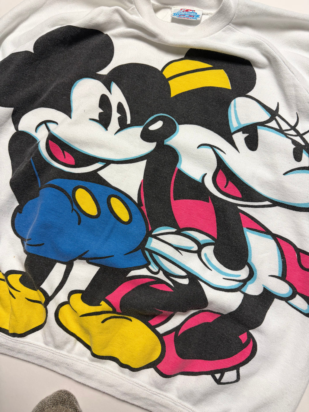 American Character Mickey Mouse White Quarter Sleeve 80s Crewneck