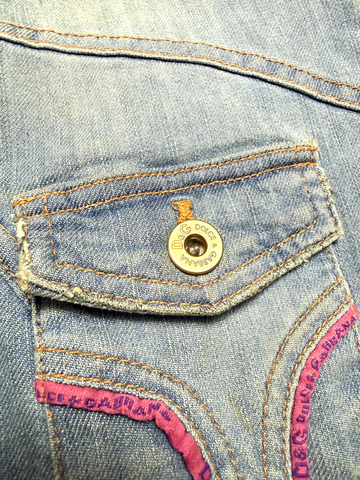 D&G Denim Pink Ribbed Trim 2003 Jacket