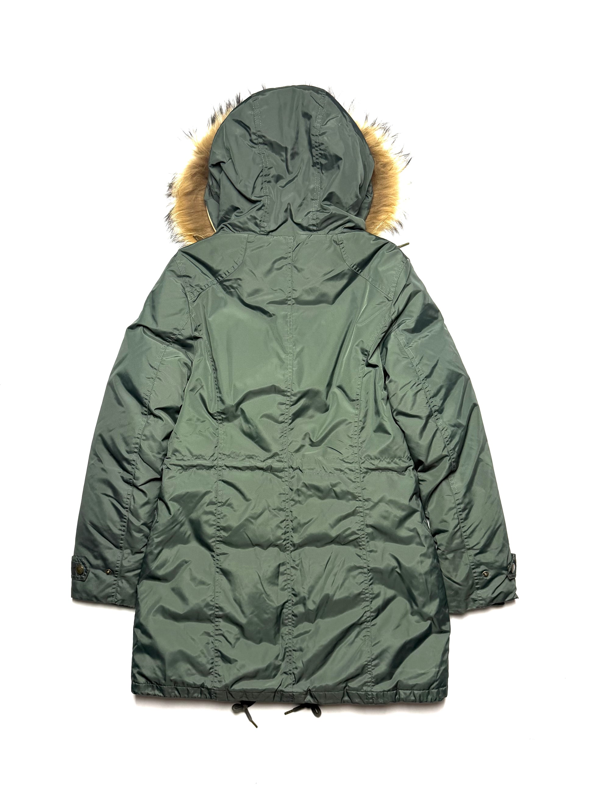 BURBERRY Fur Puffer Coat Khaki