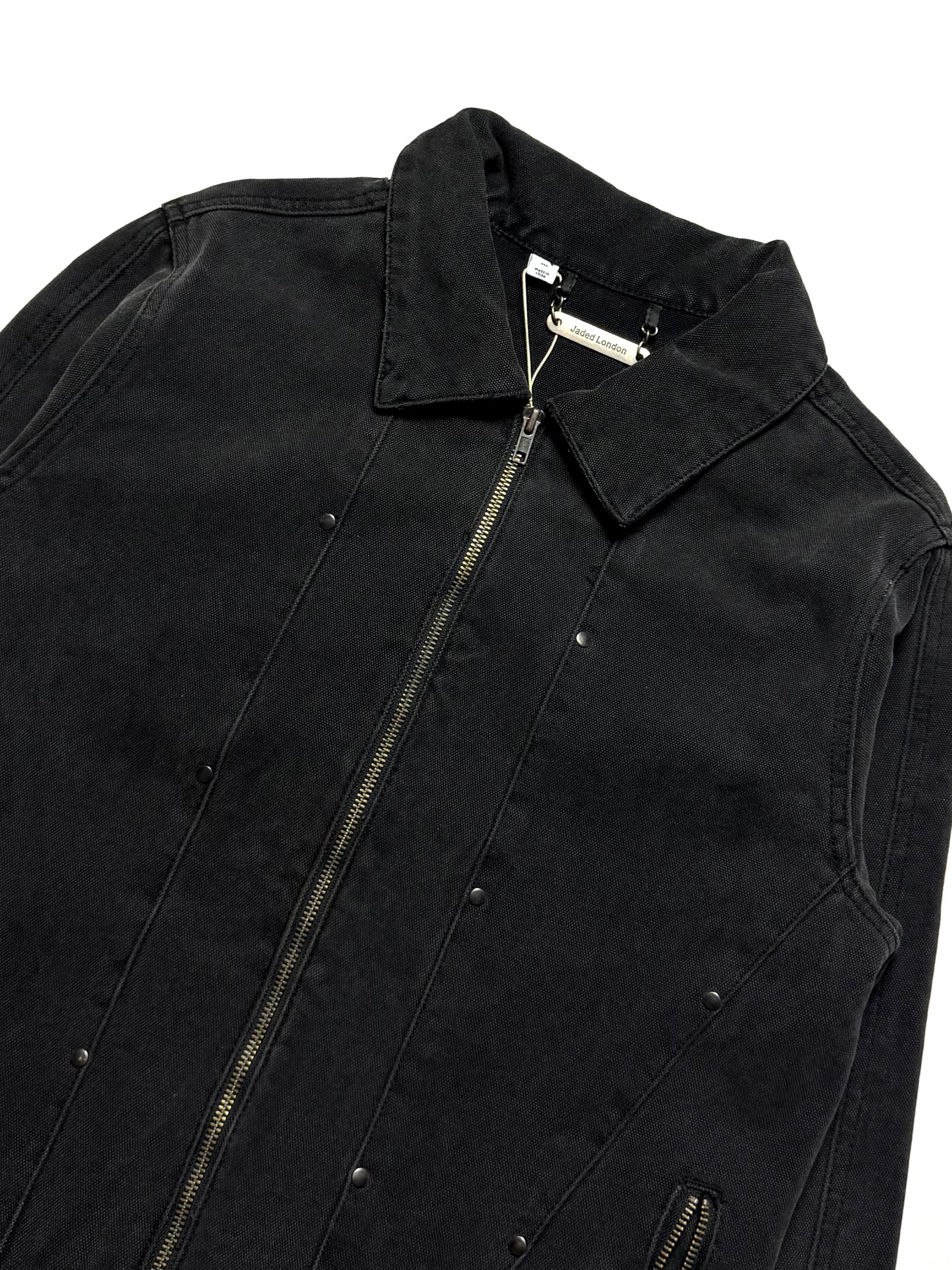 JADED LONDON Black Studded Canvas Biker Jacket
