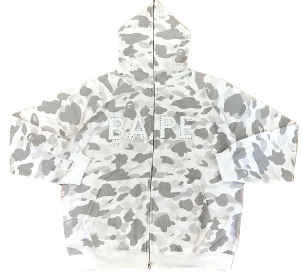 BAPE OG Grey Camo Swarovski Full Zip Hoodie