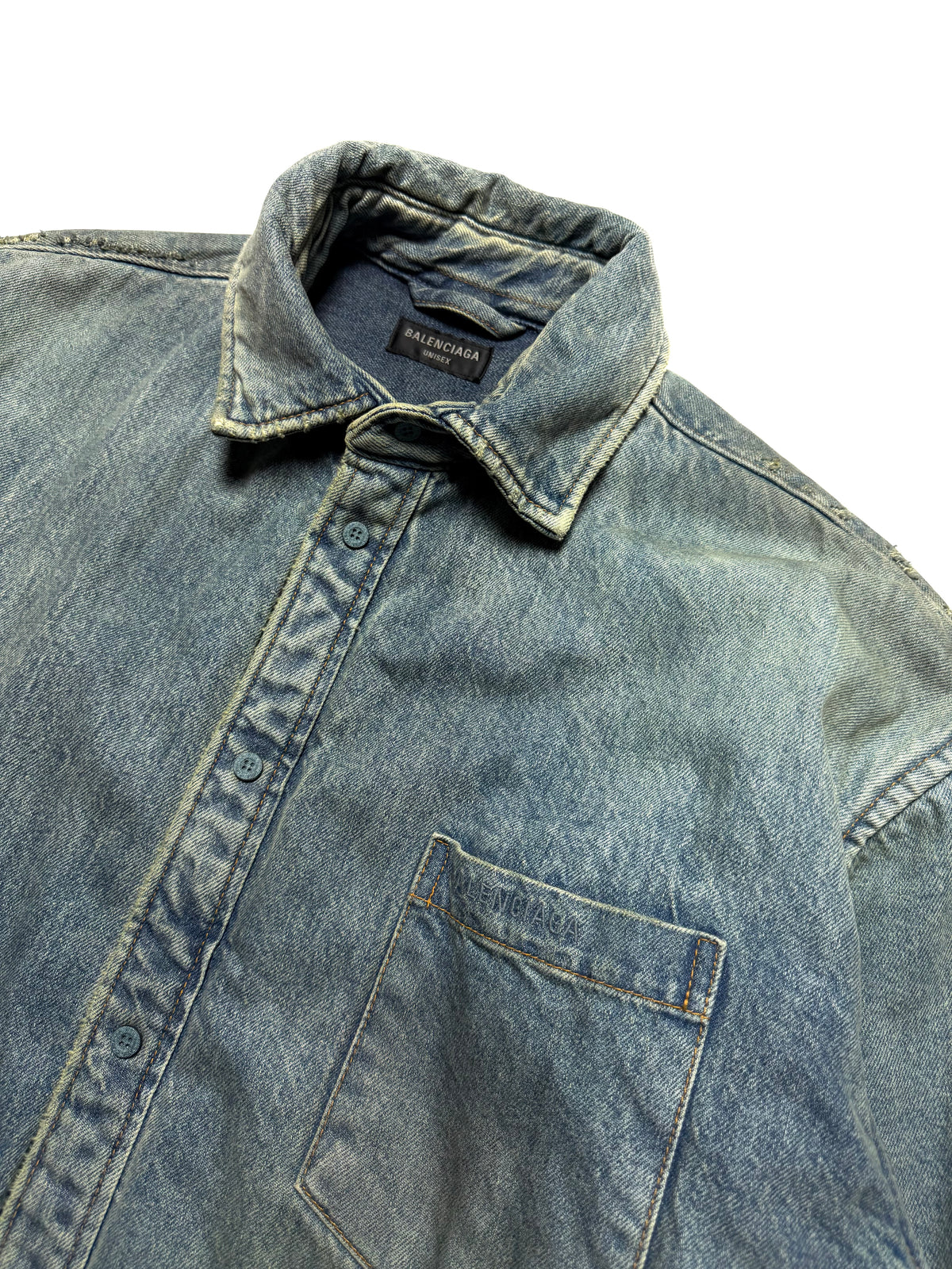Balenciaga AW22 Japanese Indigo Padded Denim Shirt