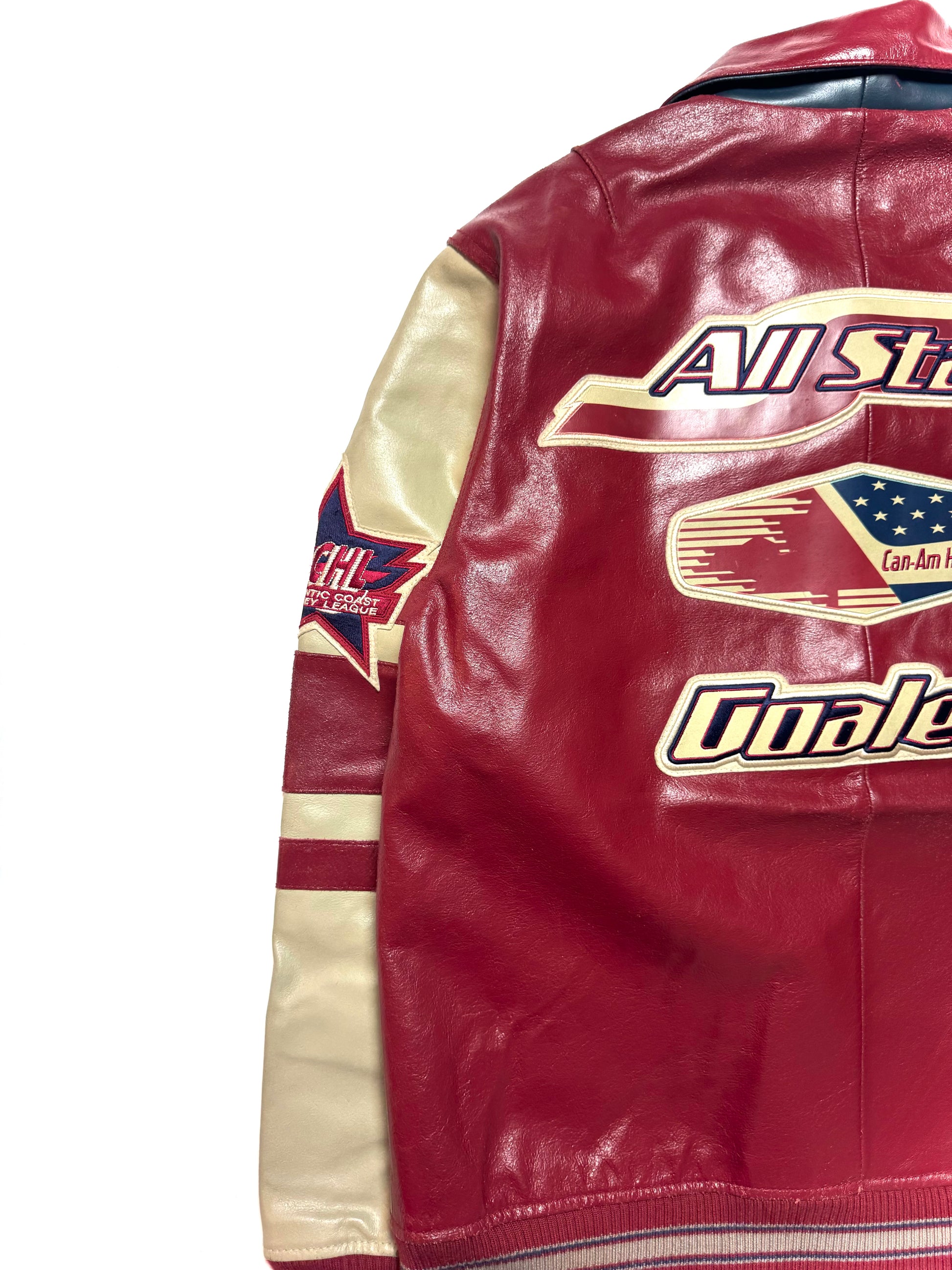 Avirex 90s Atanlantic Hockey League All Star Varisty Black Leather Jacket