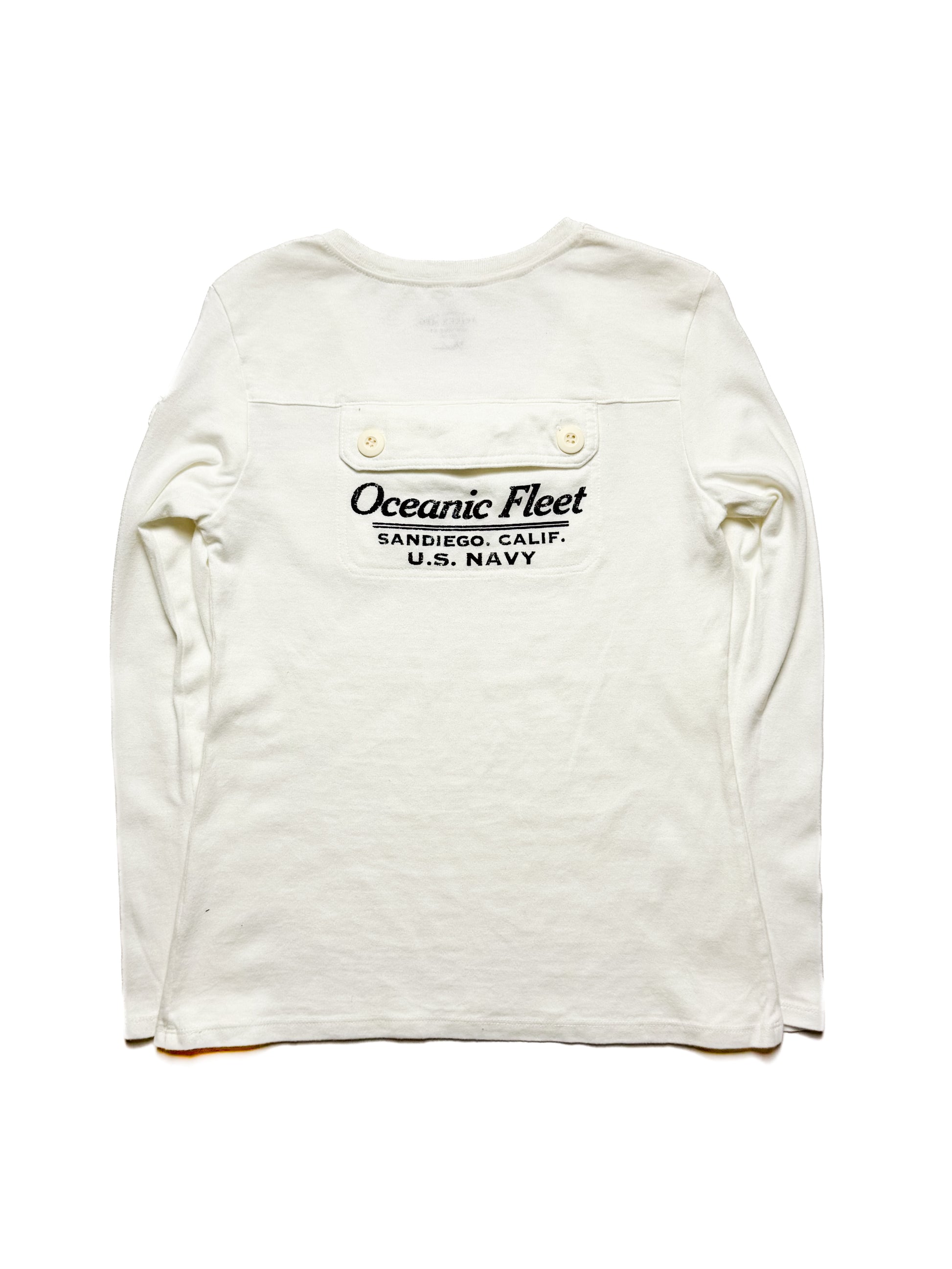 AVIREX white oceanic fleet navy long sleeve 90s