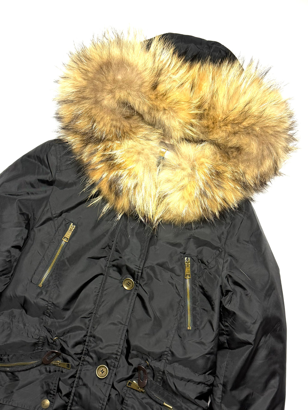 BURBERRY Fur Puffer Coat Black