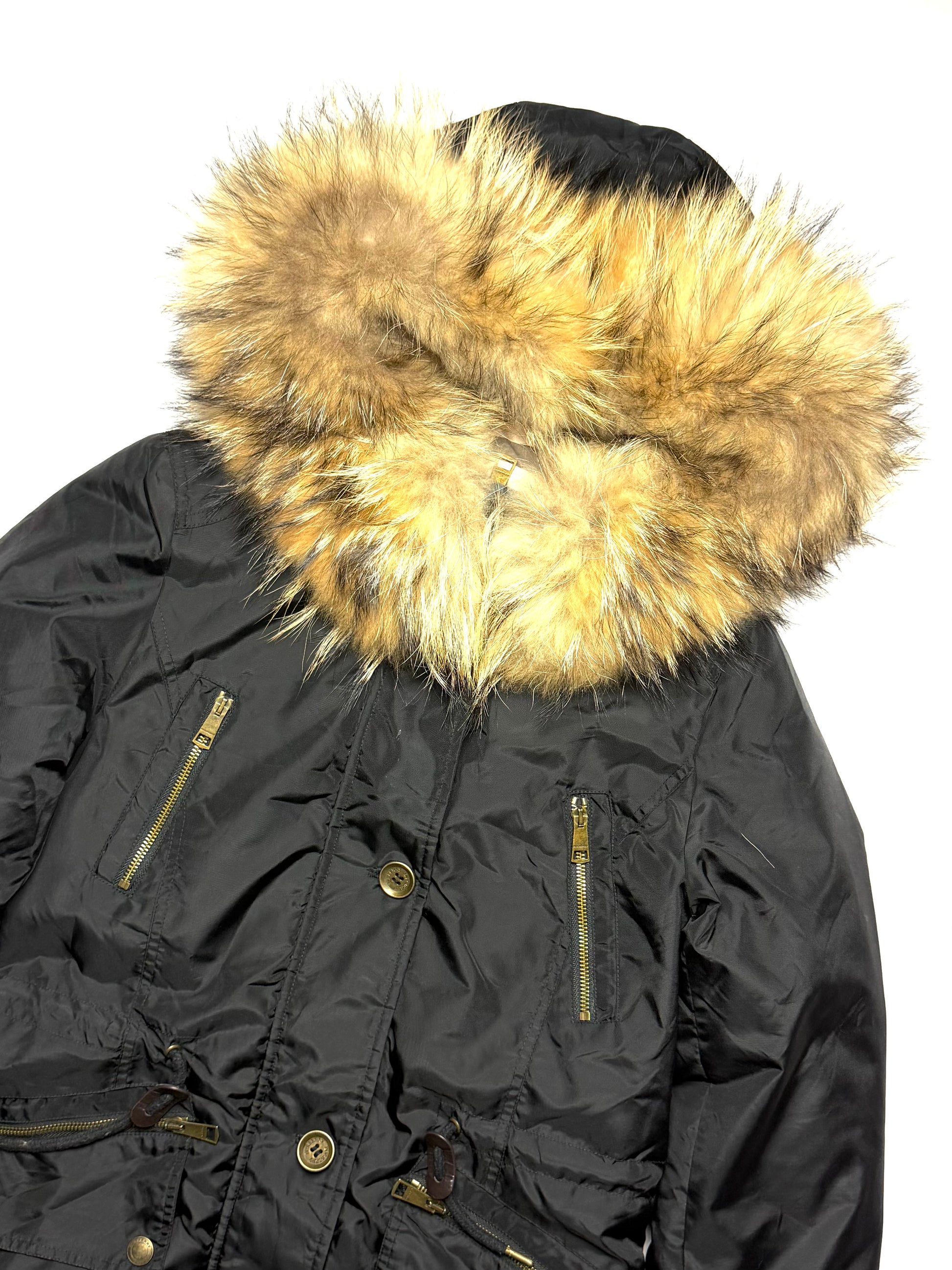 BURBERRY Fur Puffer Coat Black