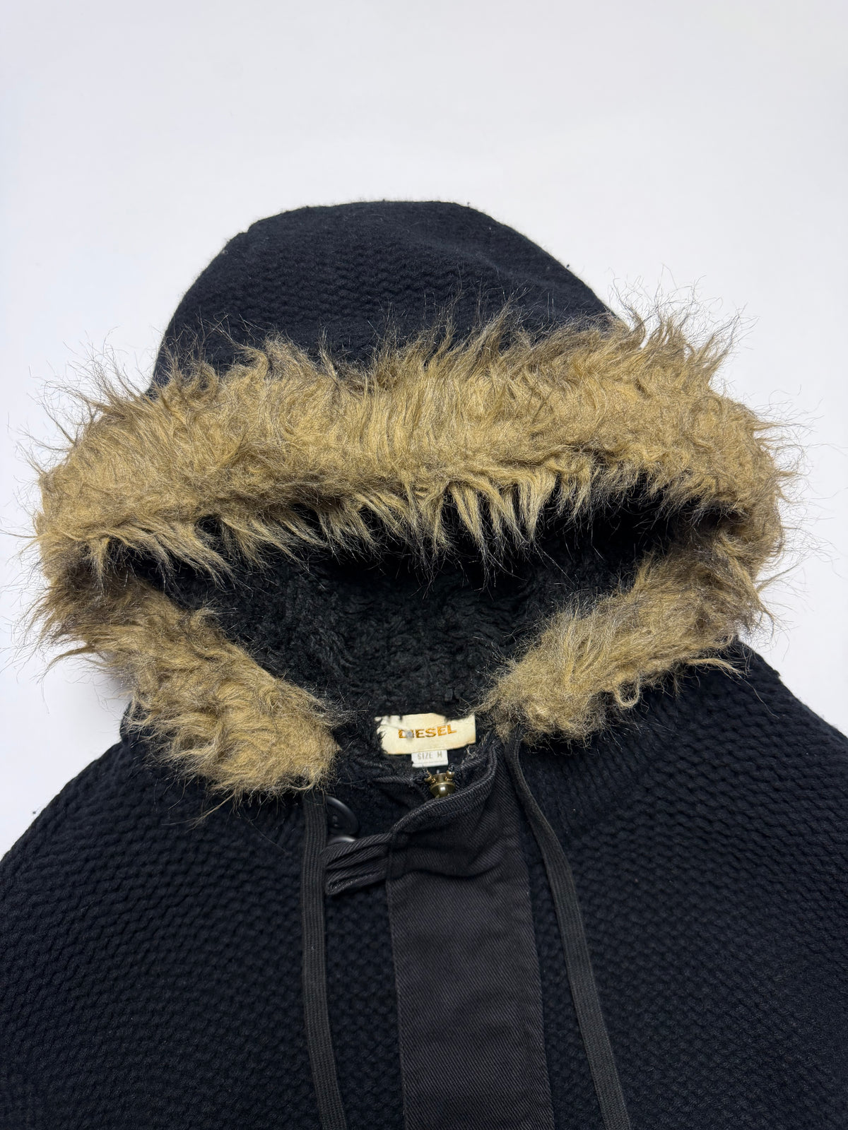 Diesel Black Knitted Fur Coat