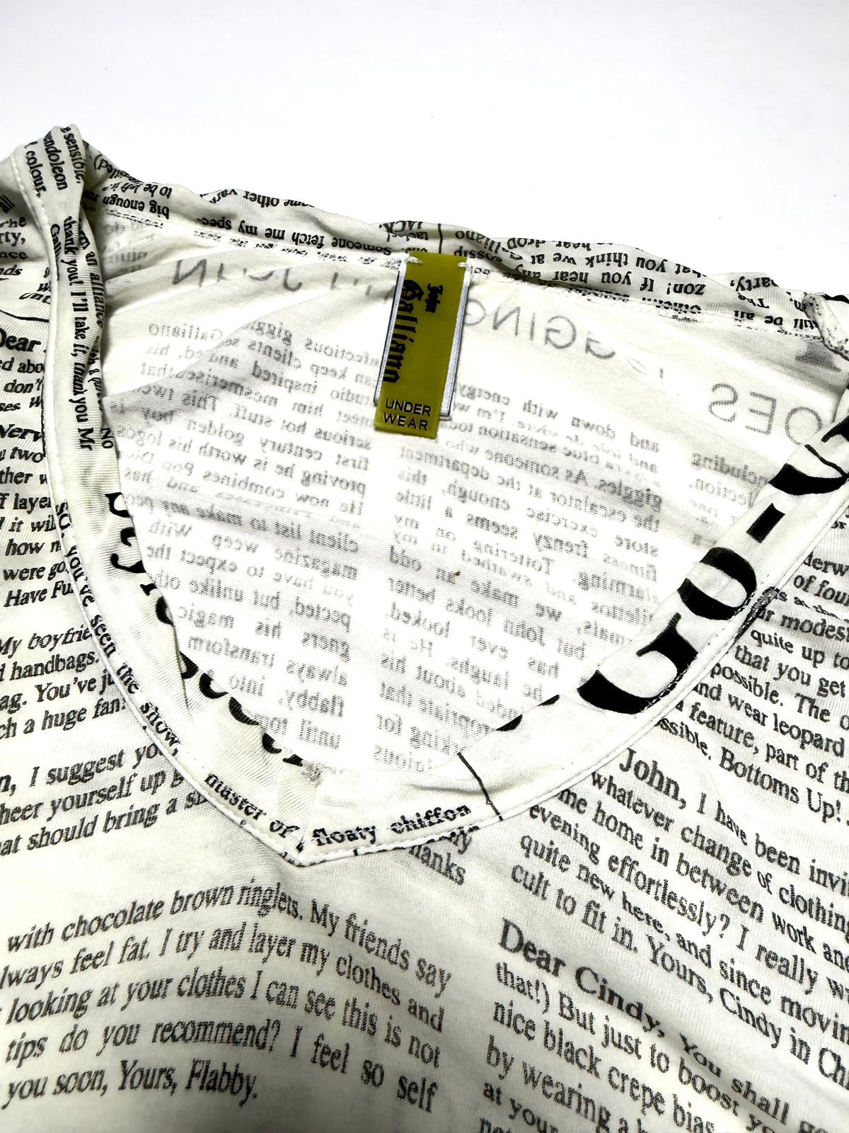 John Galliano 00s White Newspaper Tee