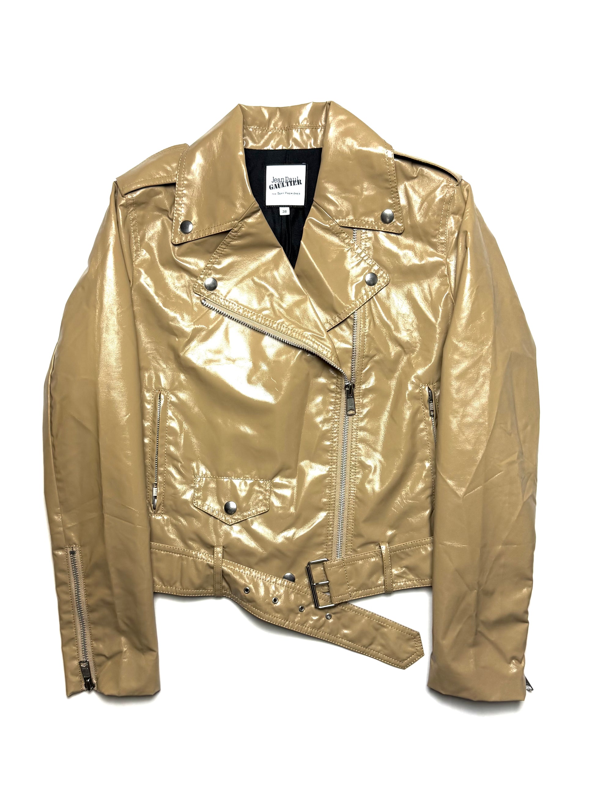 JPG Beige Leather Rider Jacket