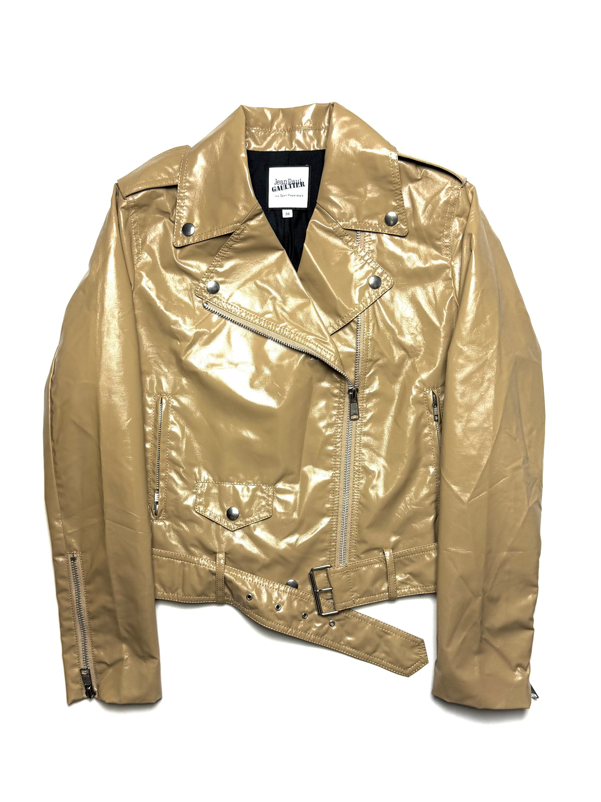 JPG Beige Leather Rider Jacket