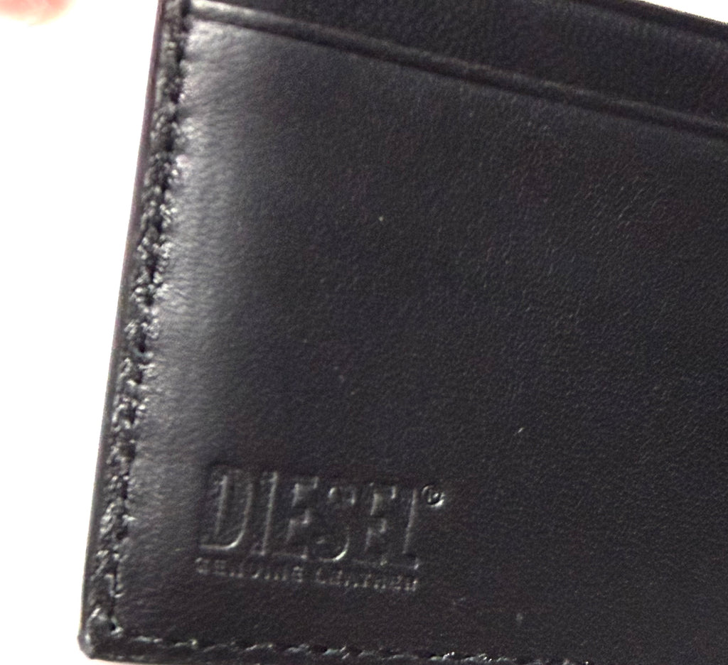 Diesel Bi Fold Coin Pocket Black Leather Wallet