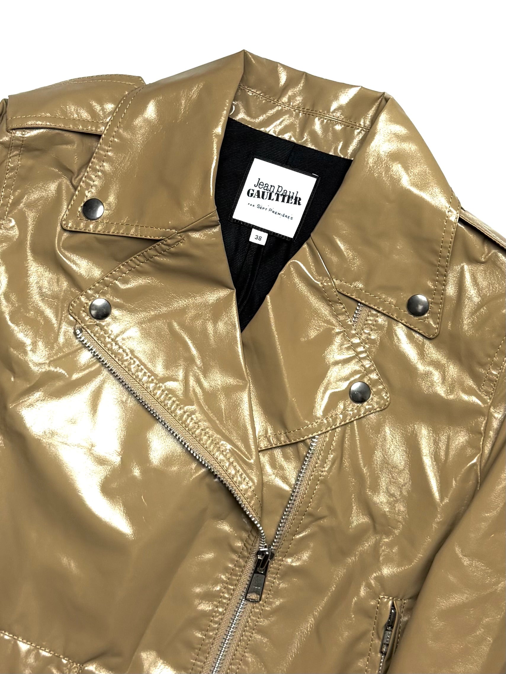 JPG Beige Leather Rider Jacket