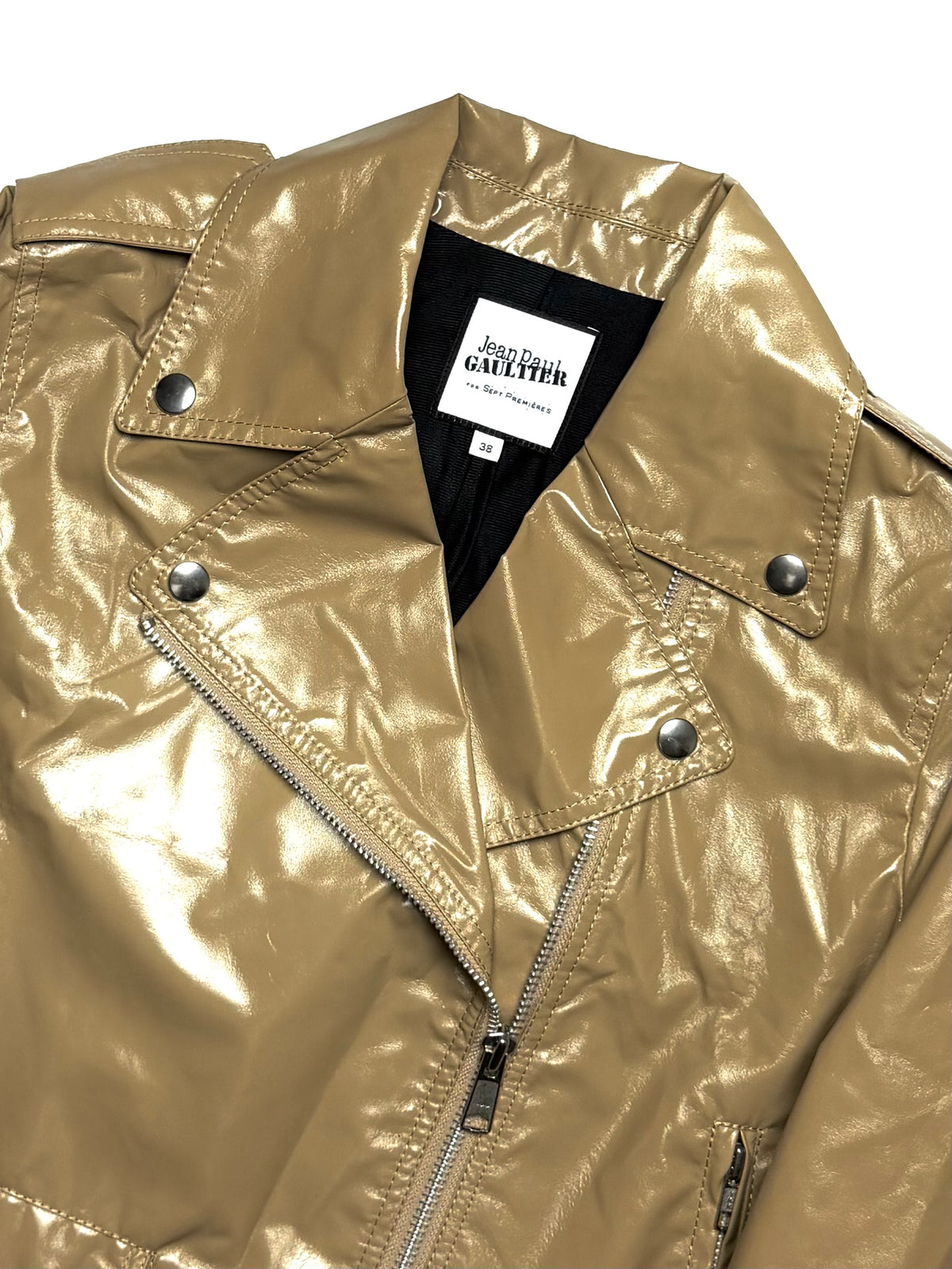 JPG Beige Leather Rider Jacket