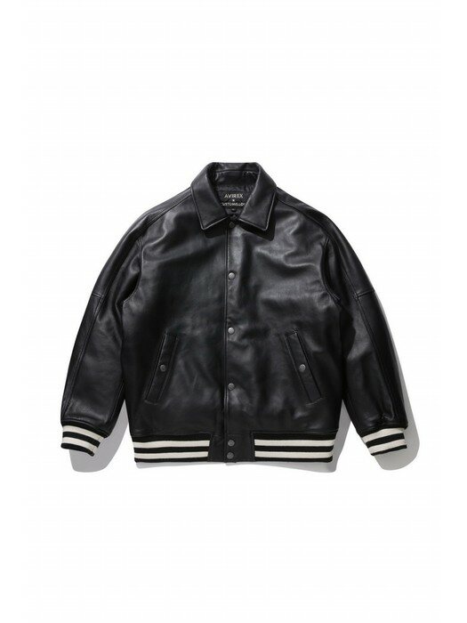Avirex x Customellow Varisty Black Leather Jacket Limited Edition