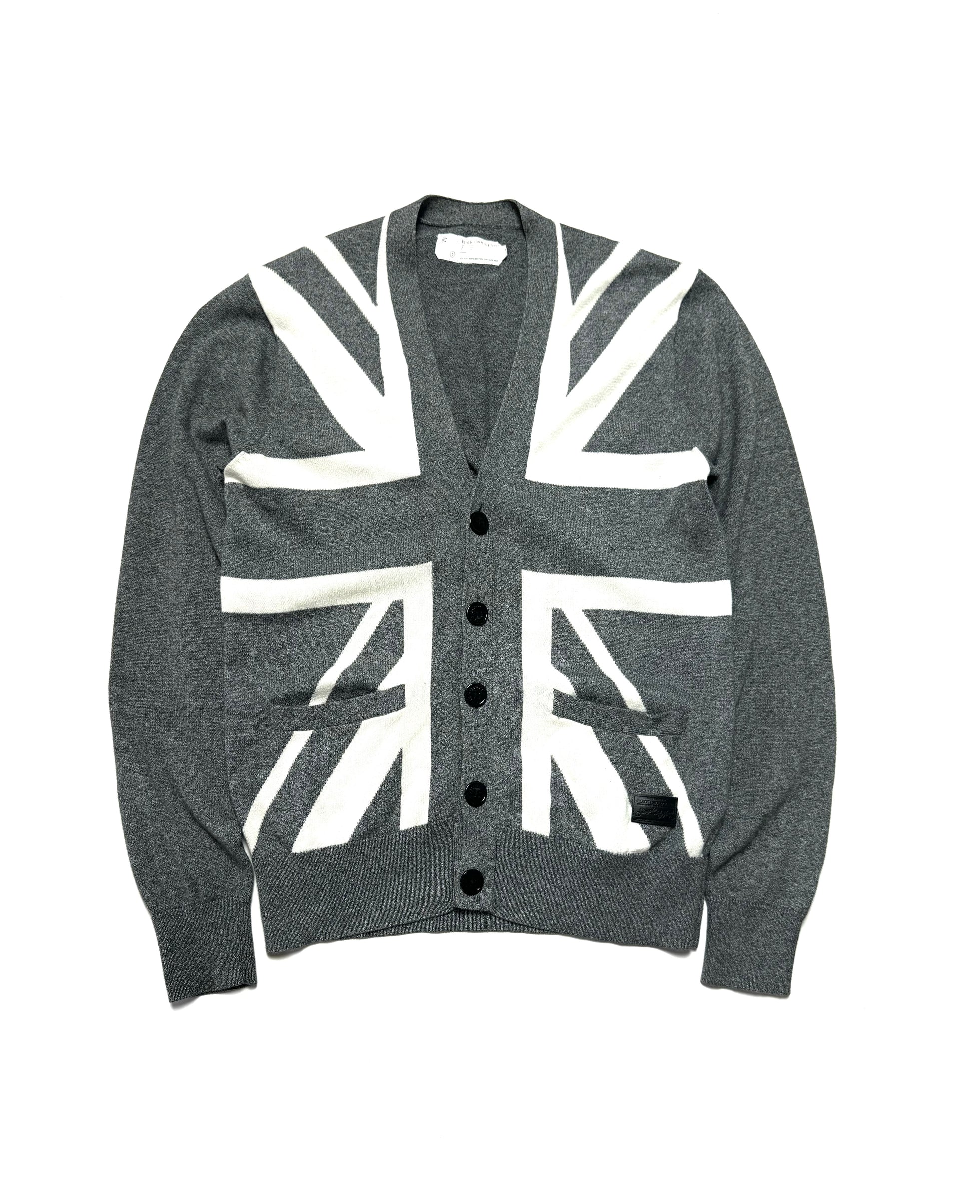Black Chocolate Grey Union Jack Flag Cardigan