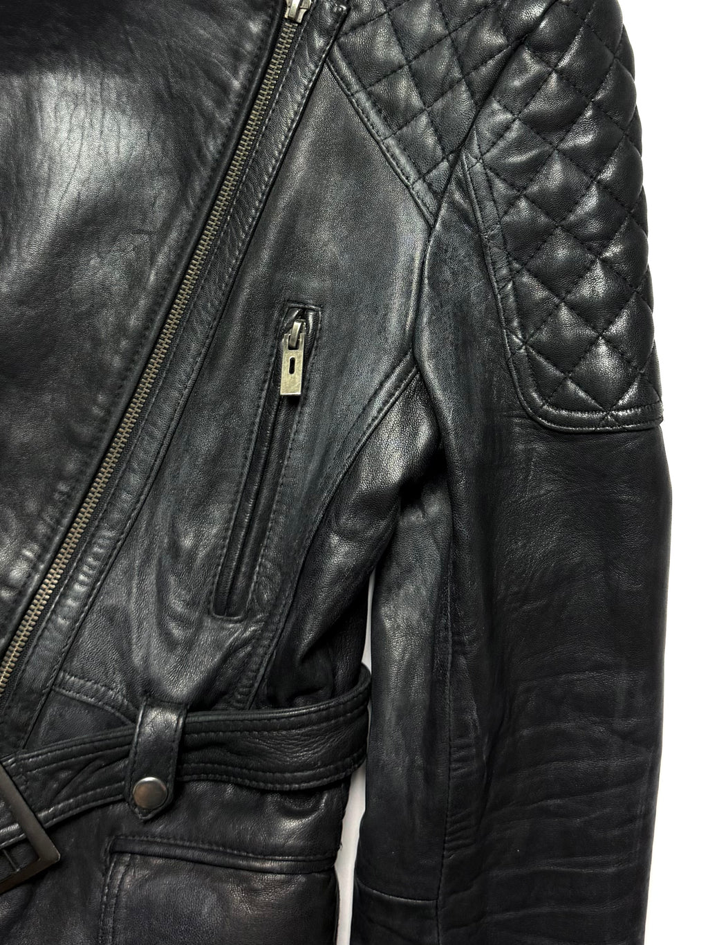 BALMAIN Leather Biker Coat